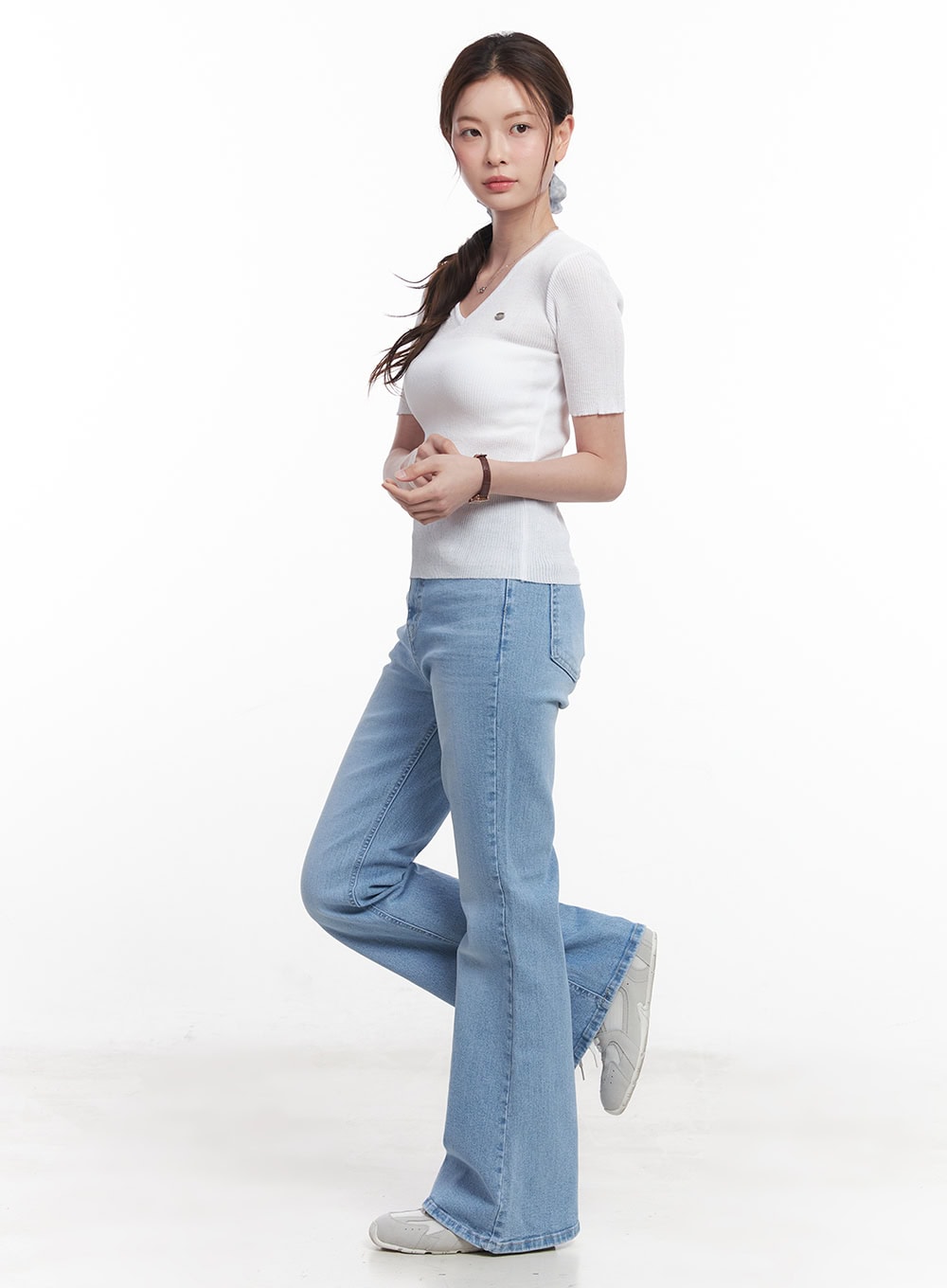 Sheer V-Neck Linen Short Sleeve Sweater CY519