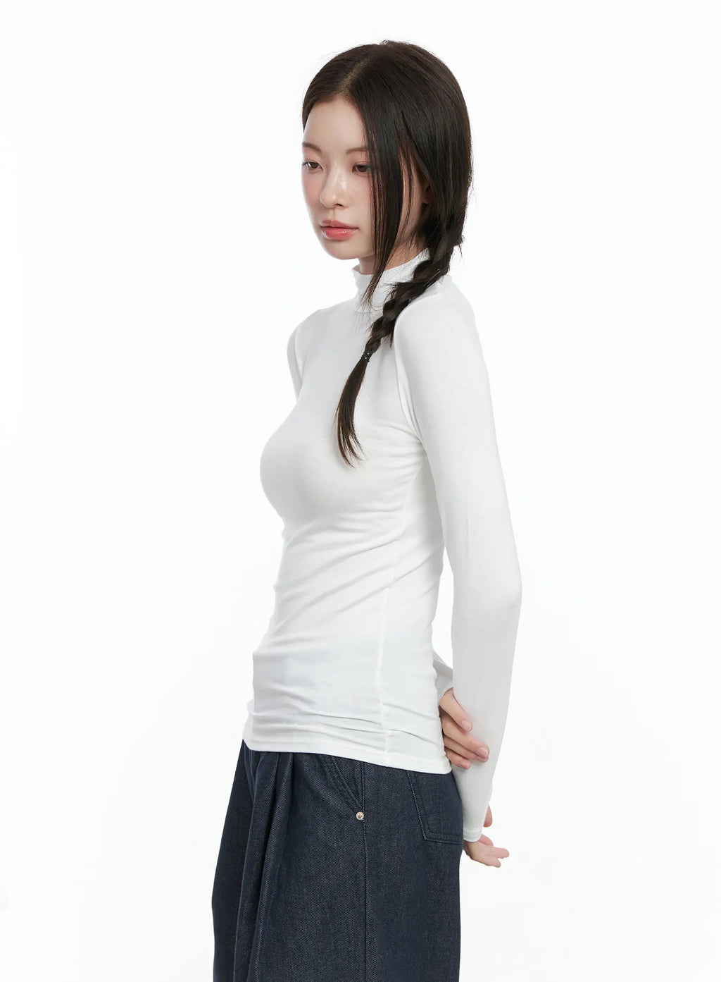 Basic Mock Neck Long Sleeve Top CO503