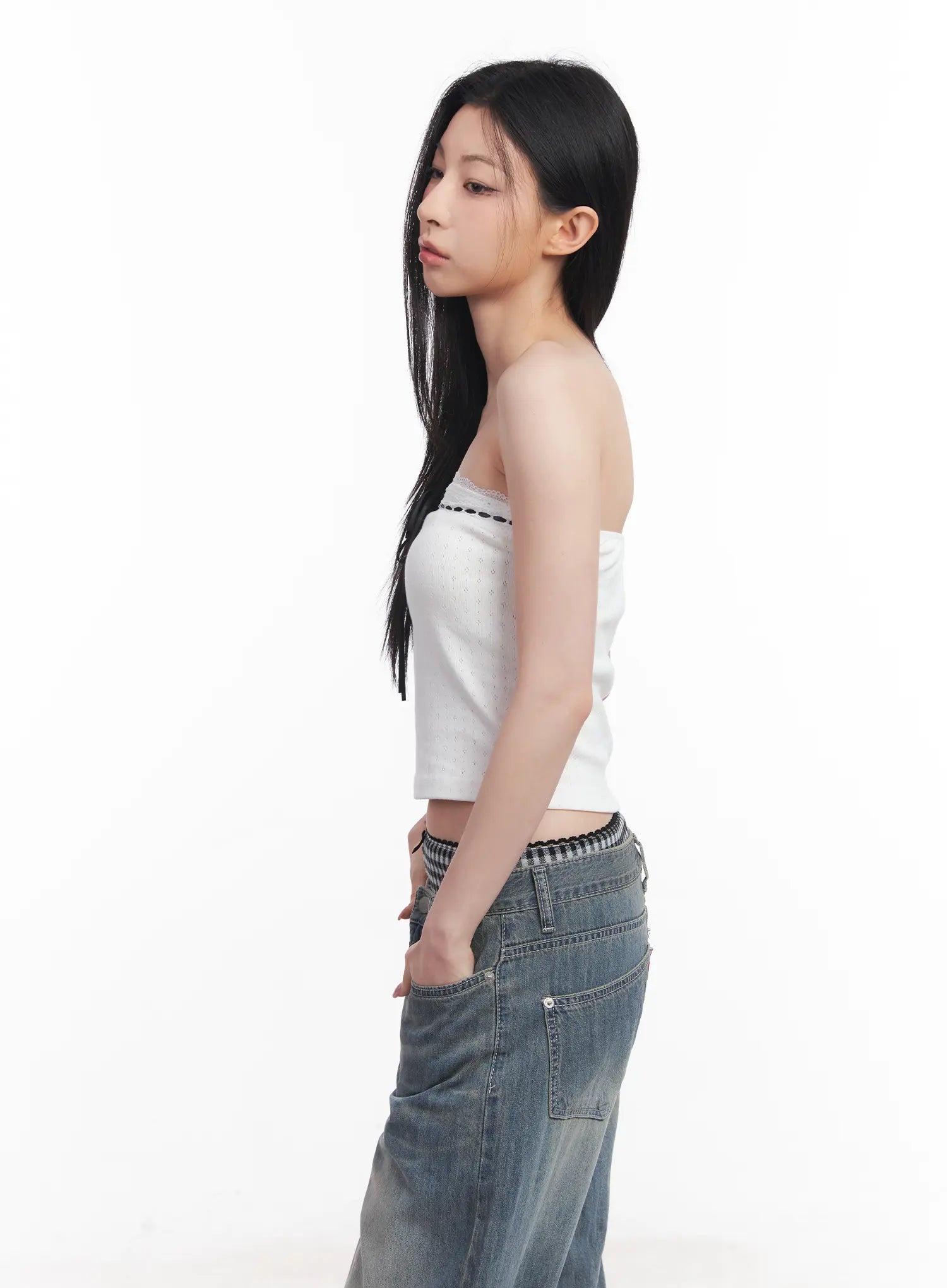 Lace Ribbon Tube Top CU510