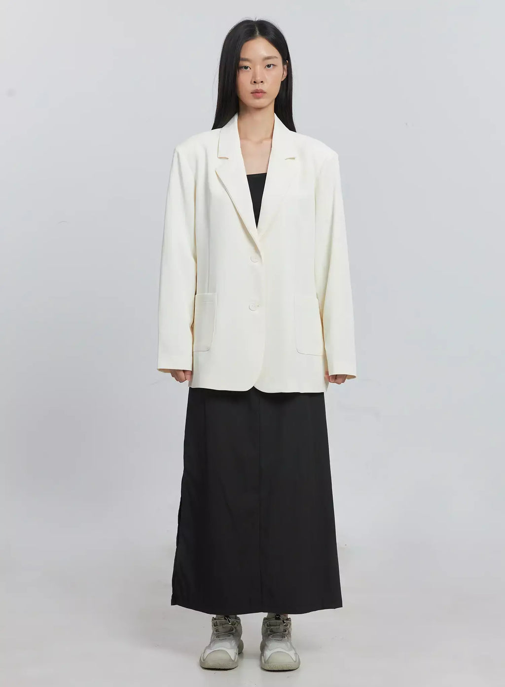 Classic Oversized Blazer (Light beige) IU512