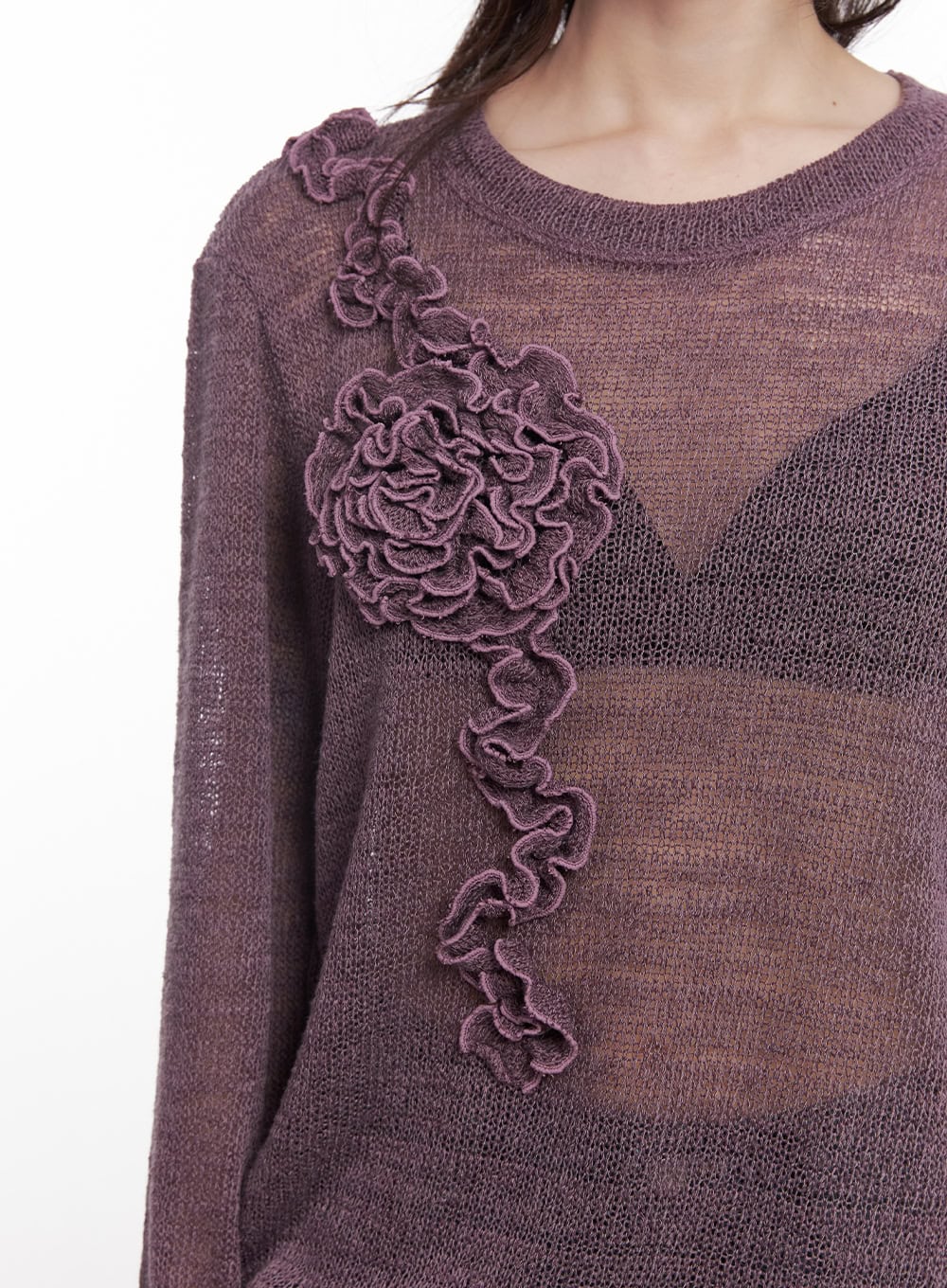 Sheer Loose-Fit Flower Sweater CY520