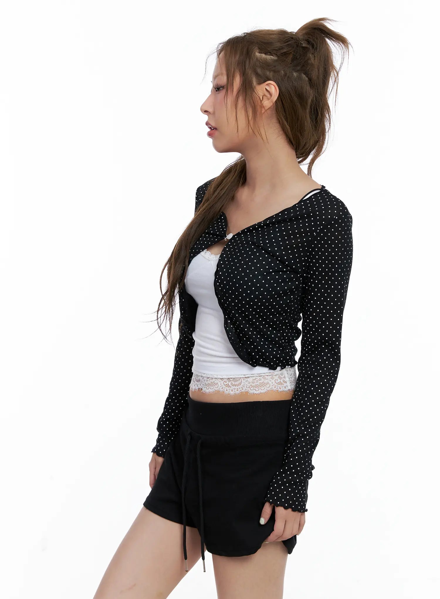 Polka Dot Cropped Cardigan CL510