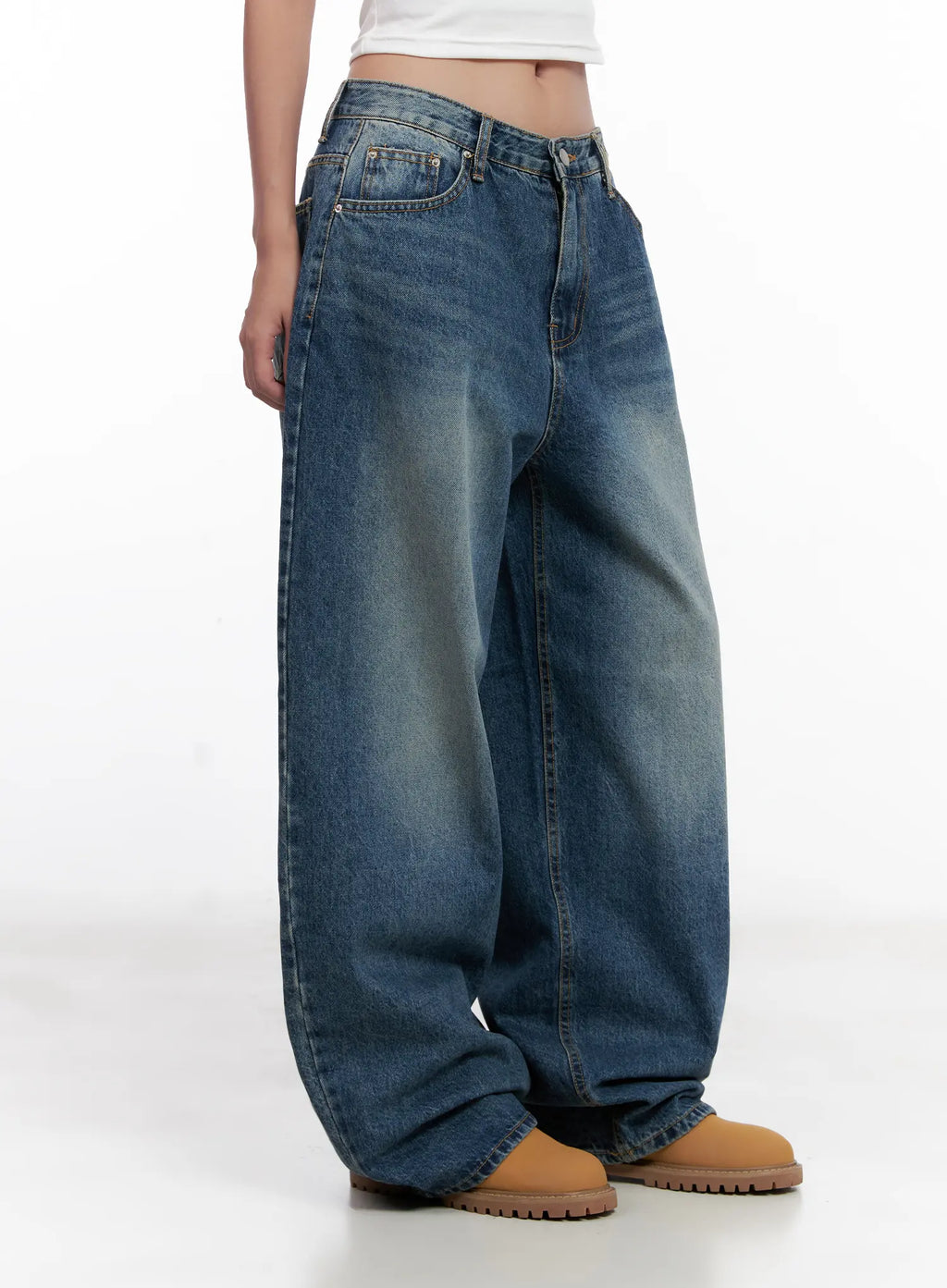 Miji Wide-Leg Washed Denim Jeans CL521