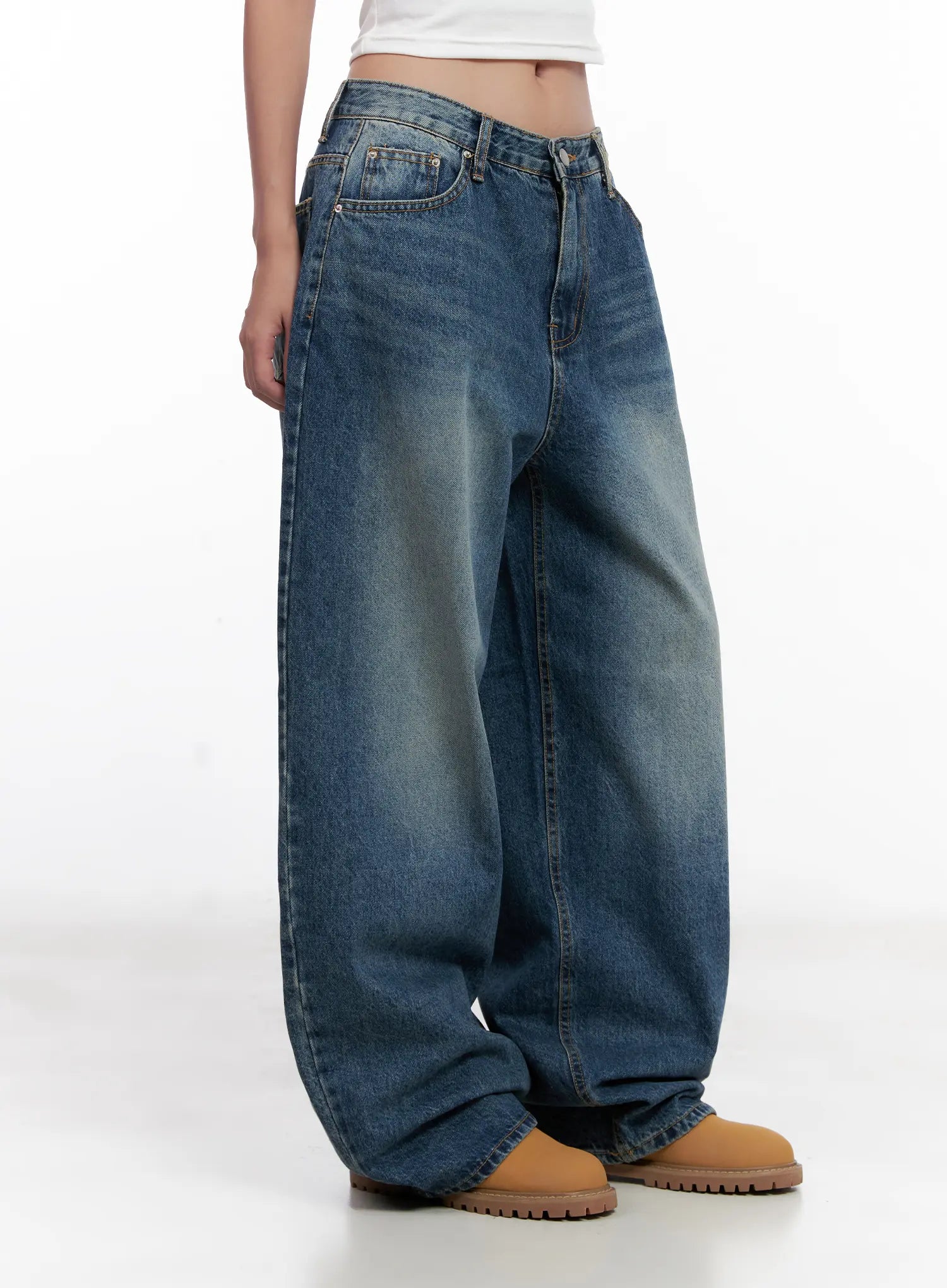 Miji Wide-Leg Washed Denim Jeans CL521