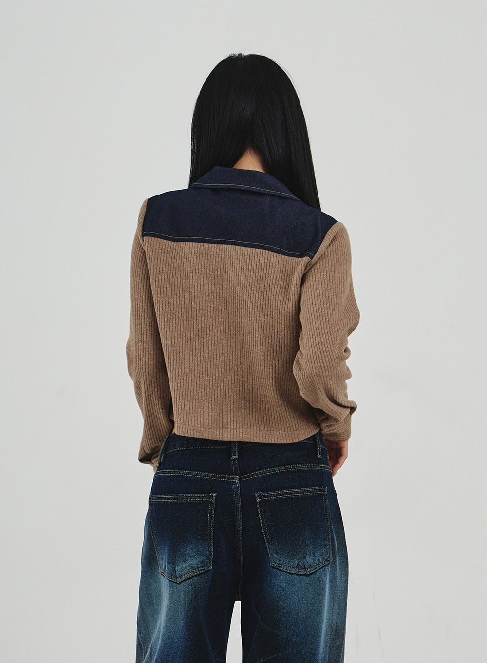 Denim Knit Zipper Jacket CN30