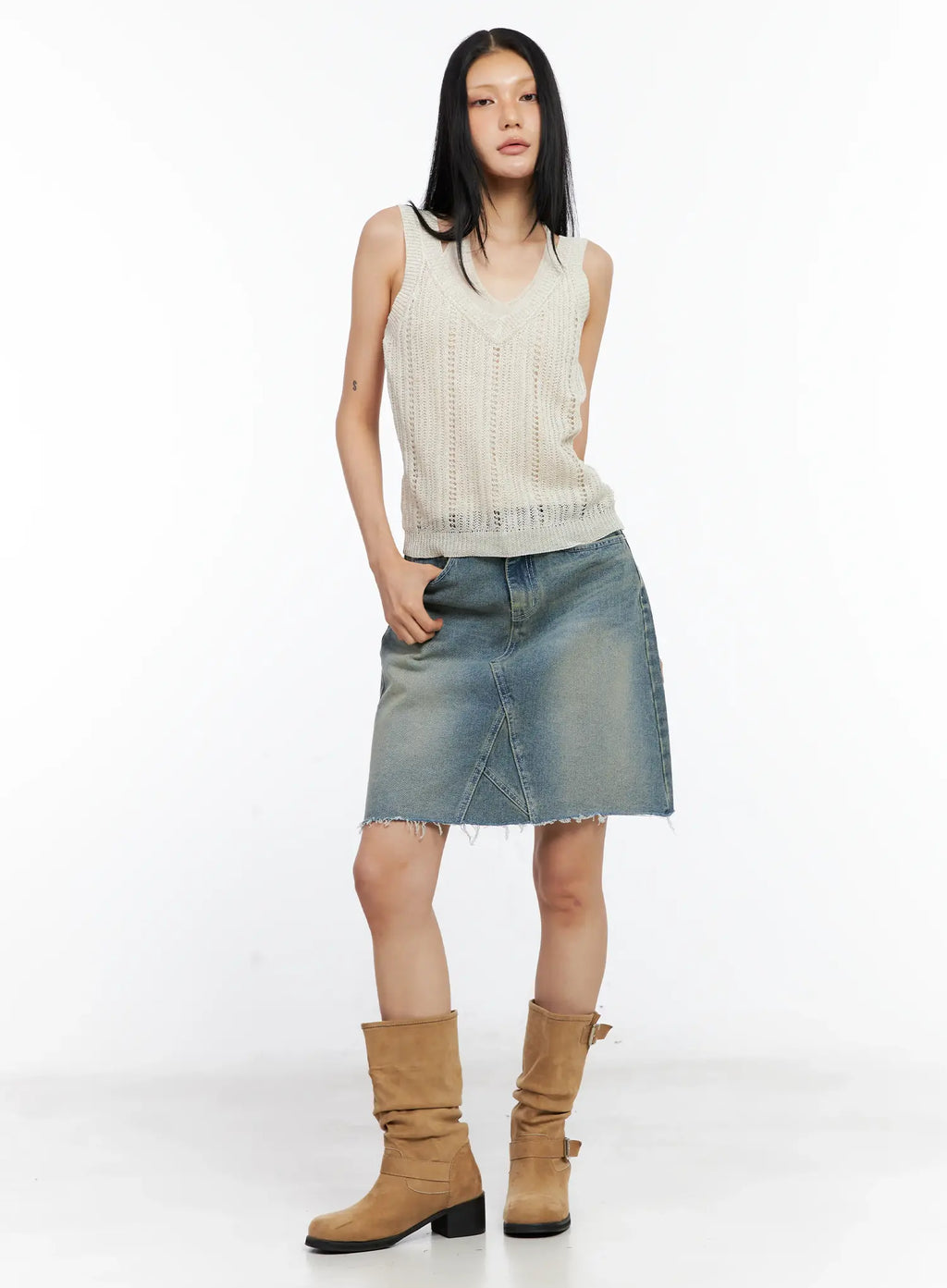 Layered Knit Halter Tank Top CL529