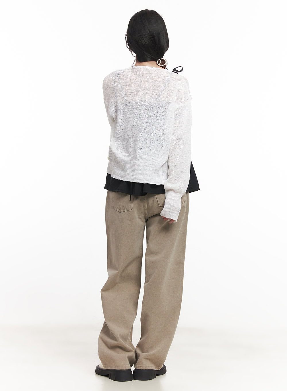 Sheer Button-Up Knit Cardigan  CA511