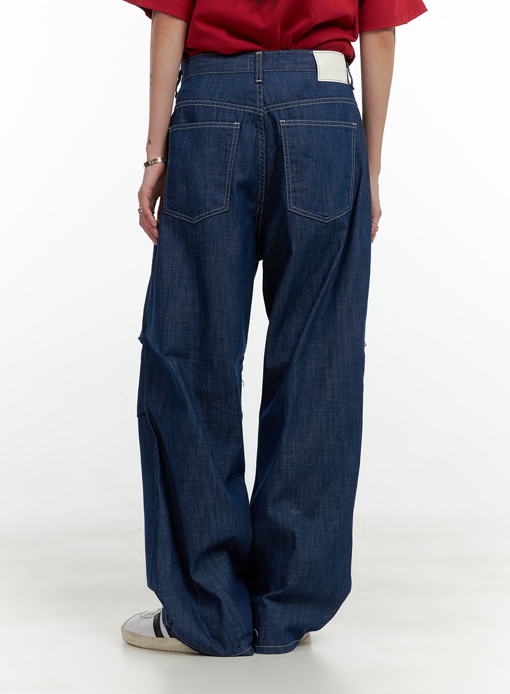 Pintuck Wide Baggy Jeans CL404
