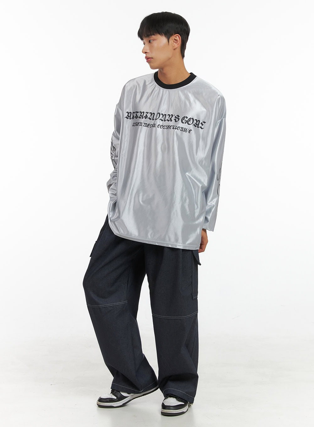 Men's Denim Cargo Stitch Wide Fit Jeans IS419