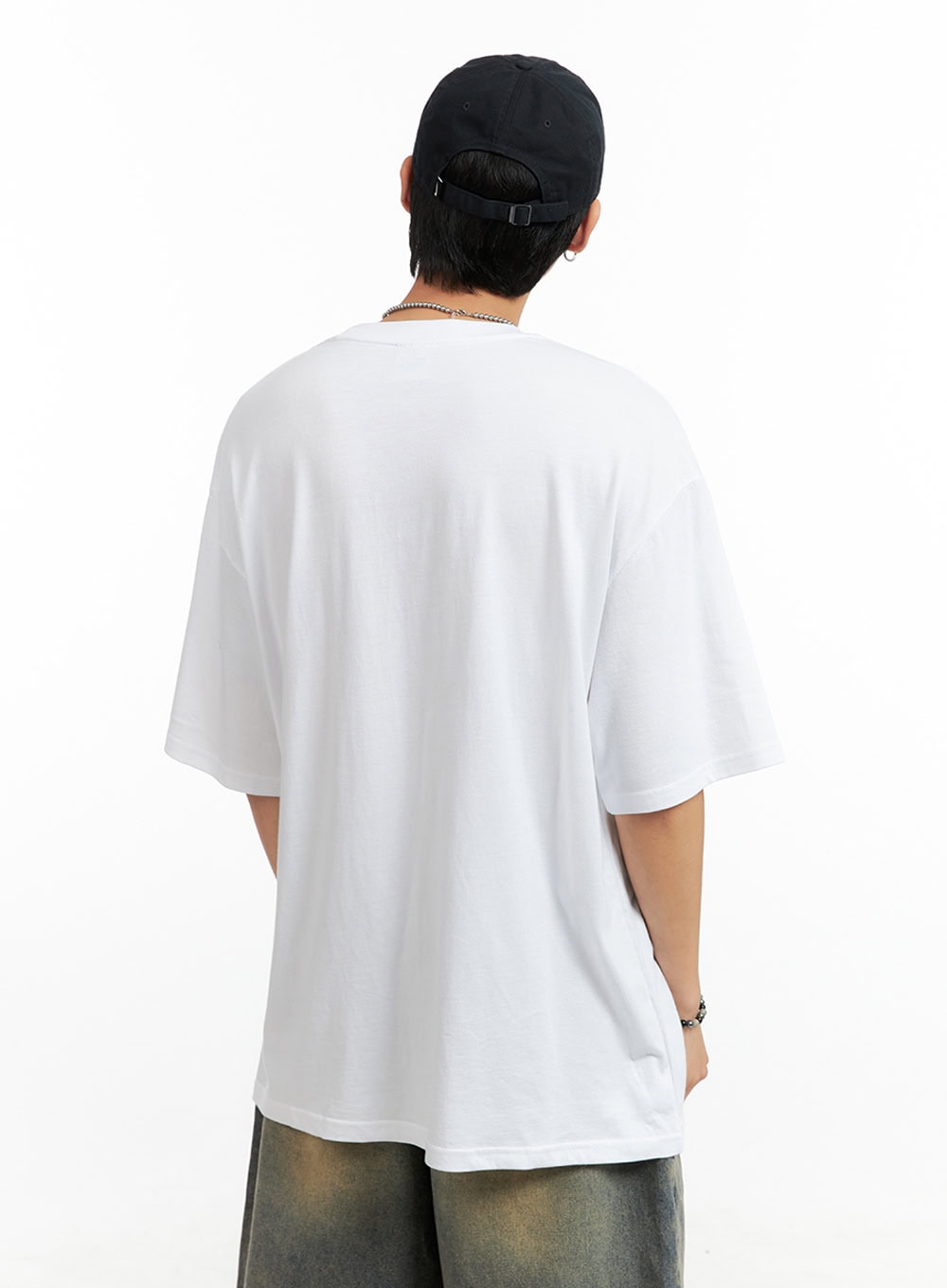 Men's Cotton Graphic Oversize T-Shirt (White) IG402