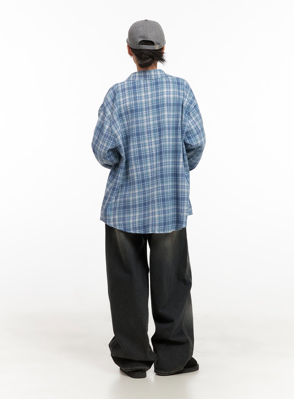 Checkered Collared Button-Up Blouse CD410