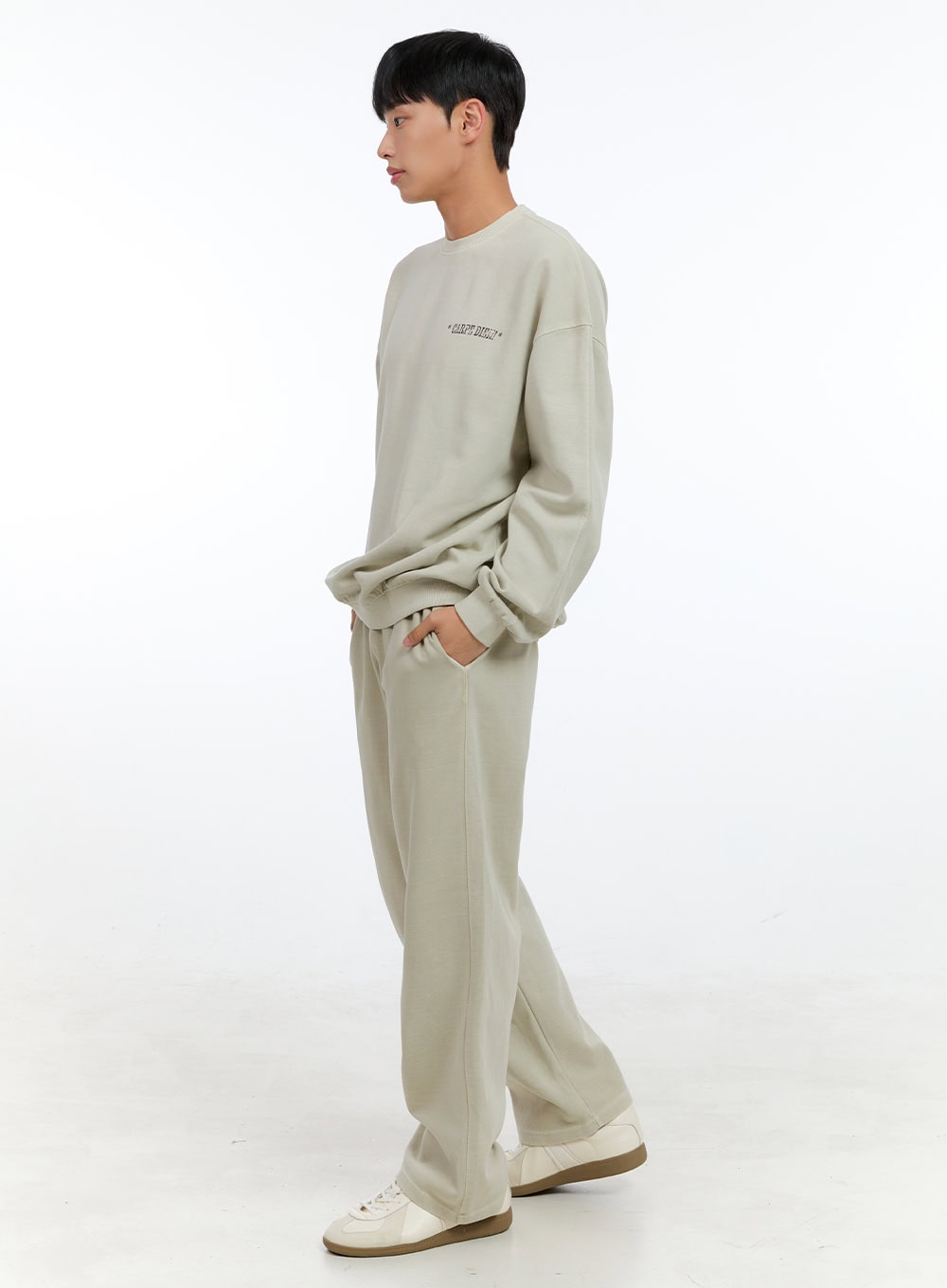 Men's Washed Cotton Sweatpants (Beige) IG422