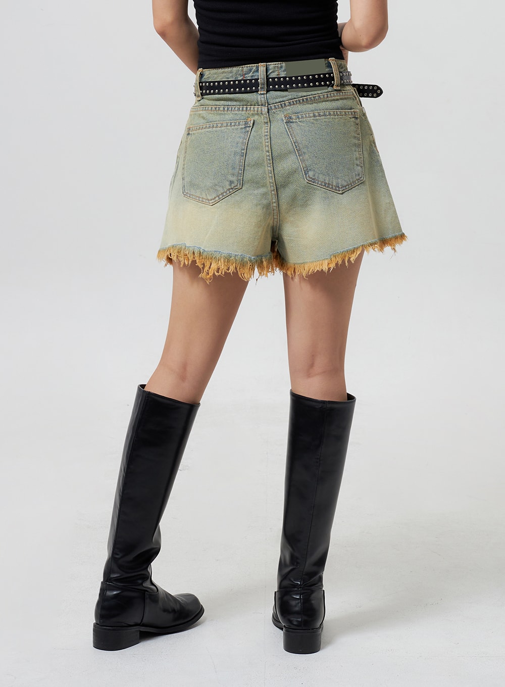 Denim Ripped Hem Shorts CY325