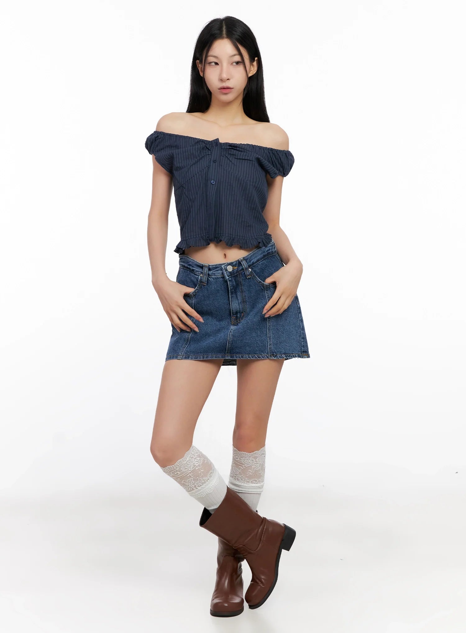 Off-Shoulder Puff-Sleeve Blouse IG508