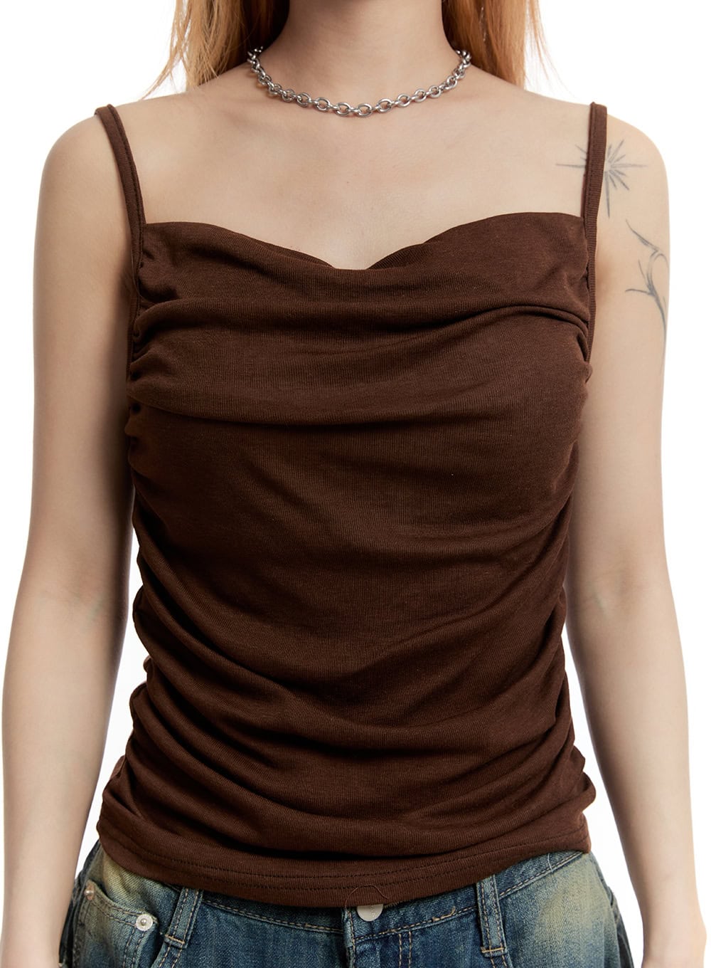 Shirred Cowl-Neck Cami Top CY501