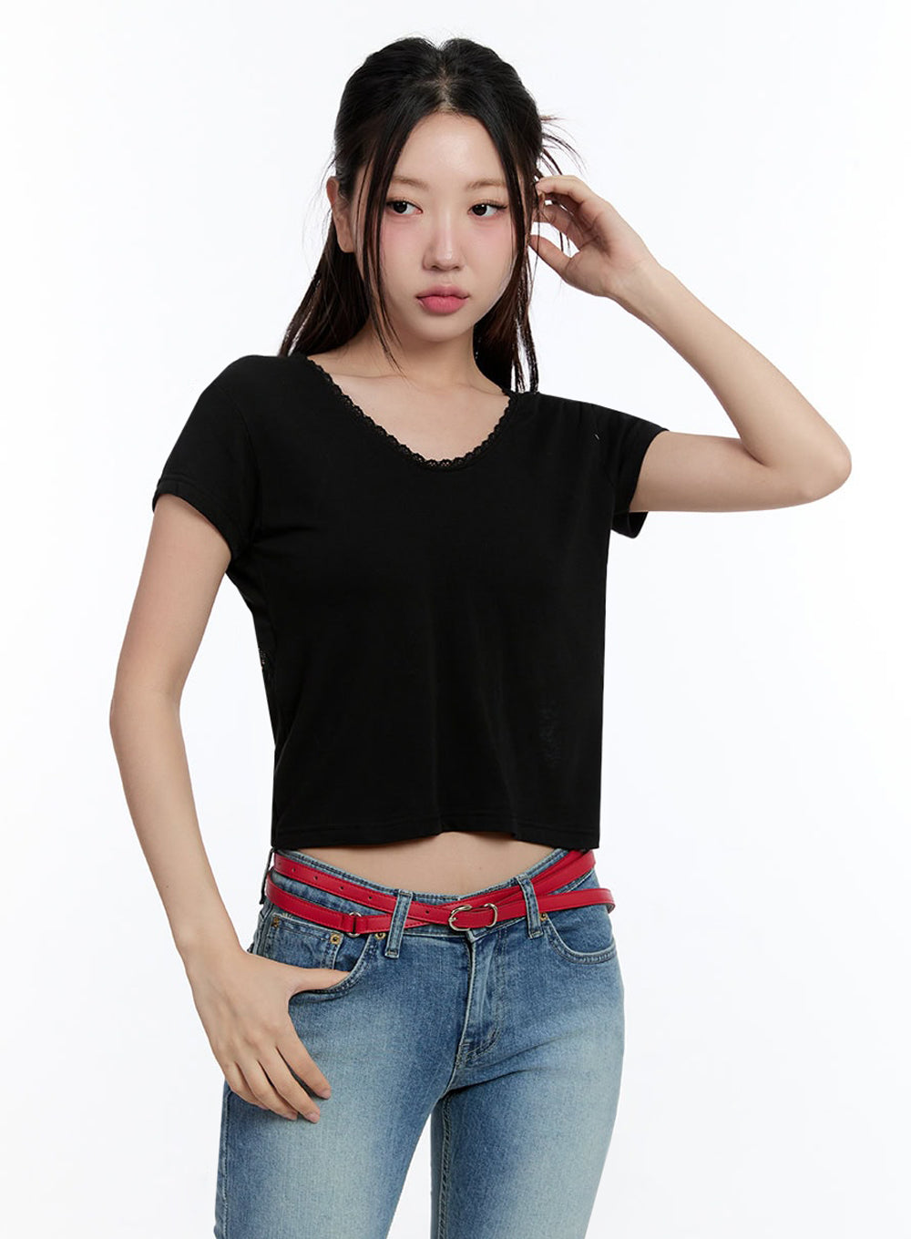 Lace Backless Crop Top IU503