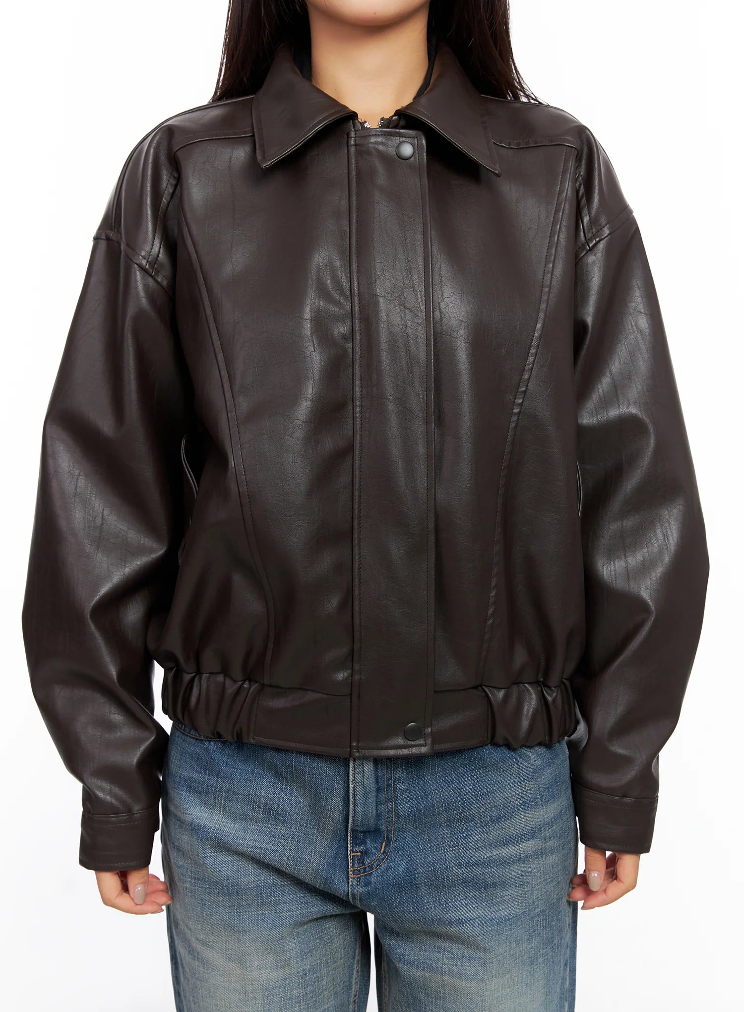 Faux Leather Bomber Jacket CD321