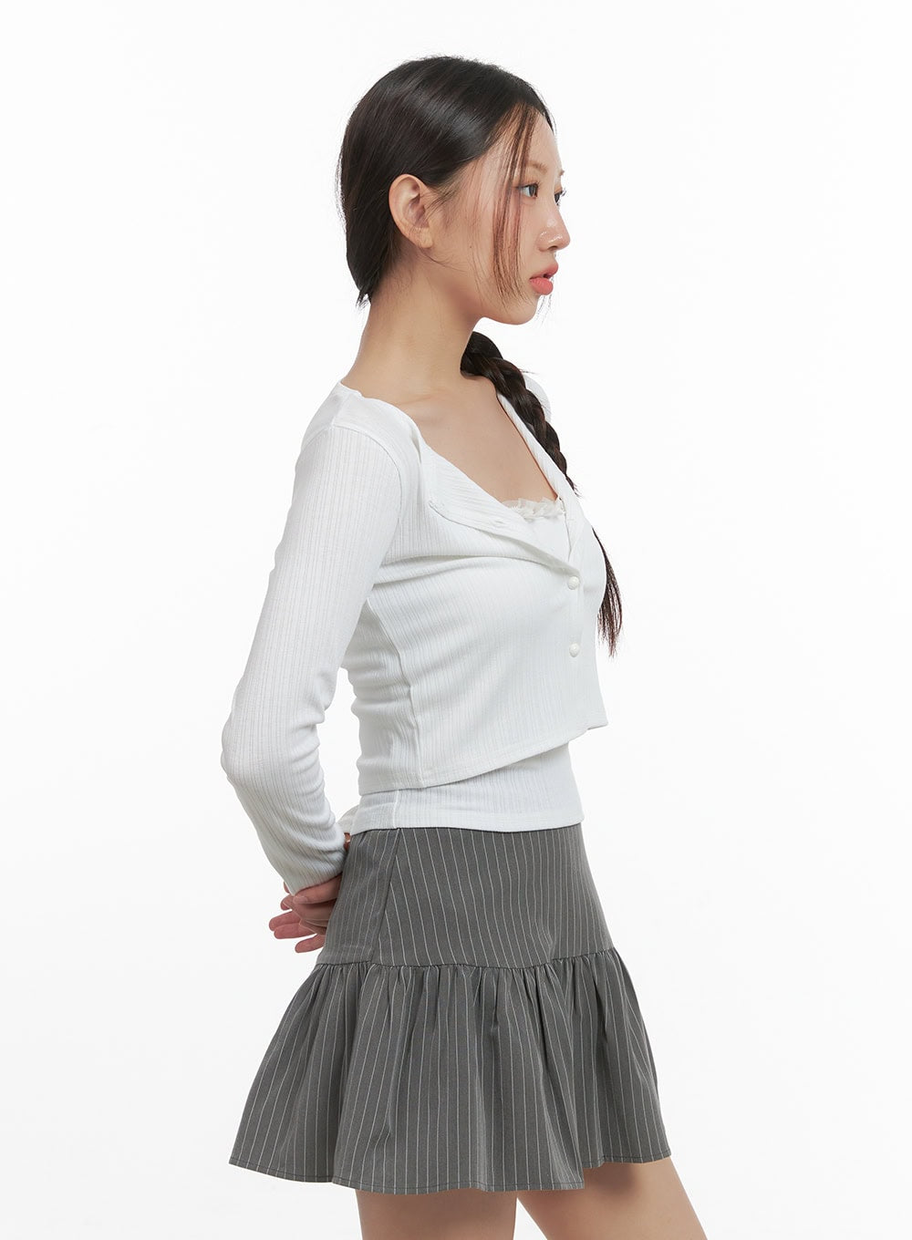 Elegant Lace Trim Crop Cardigan CO402