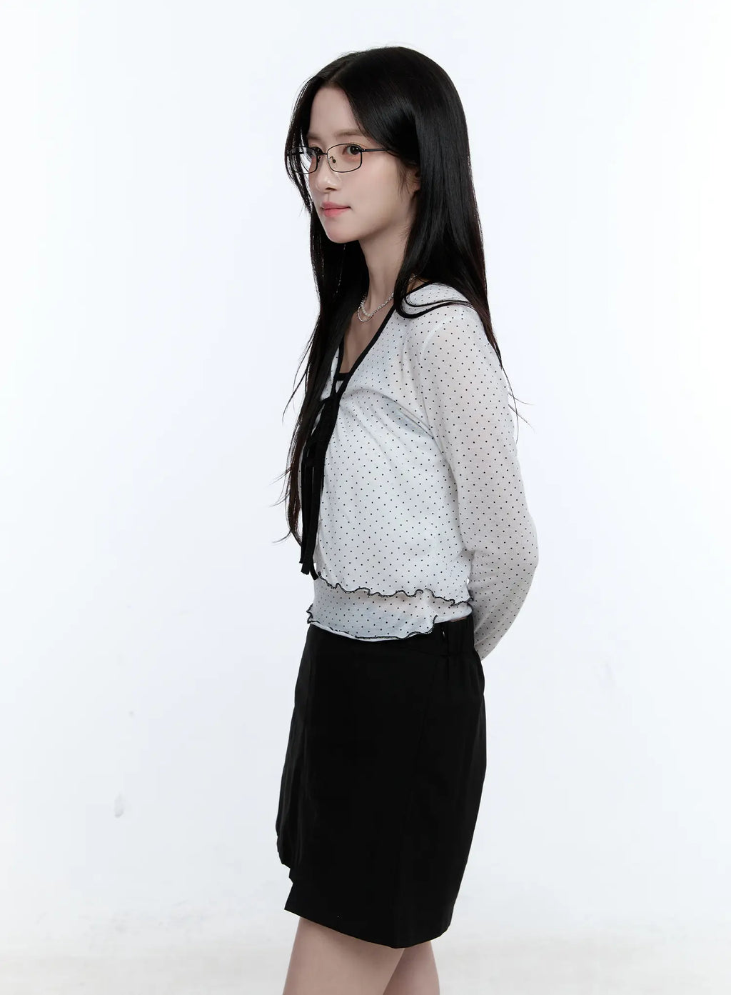 Sheer Polka-Dot Cami and Cardigan Set CG513