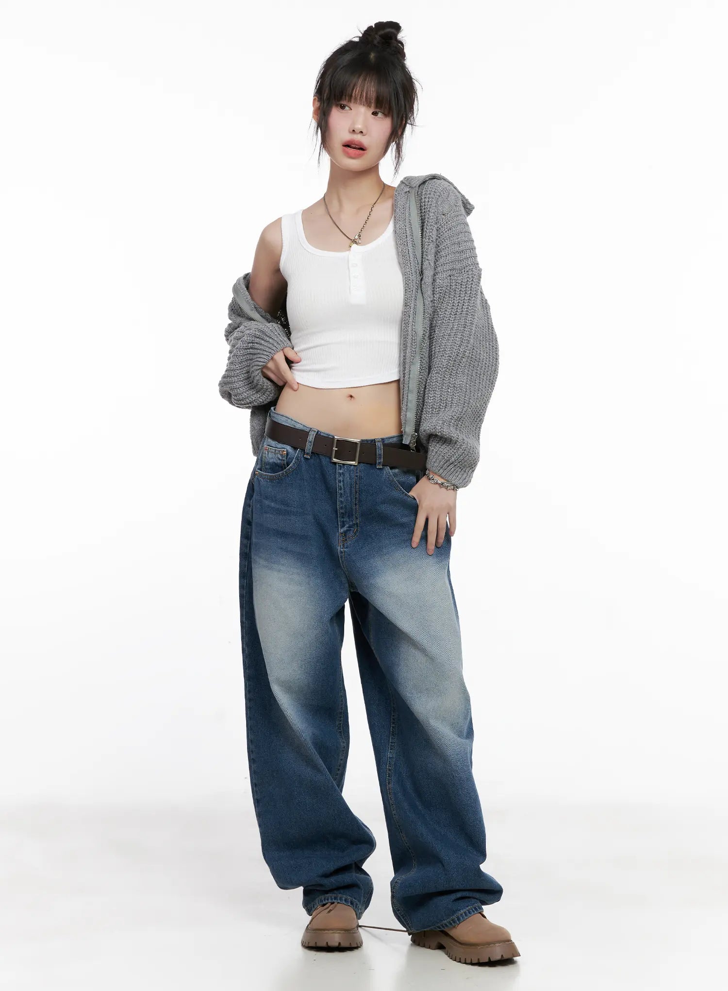 Cable Knit Zip-Up Sweater CG518