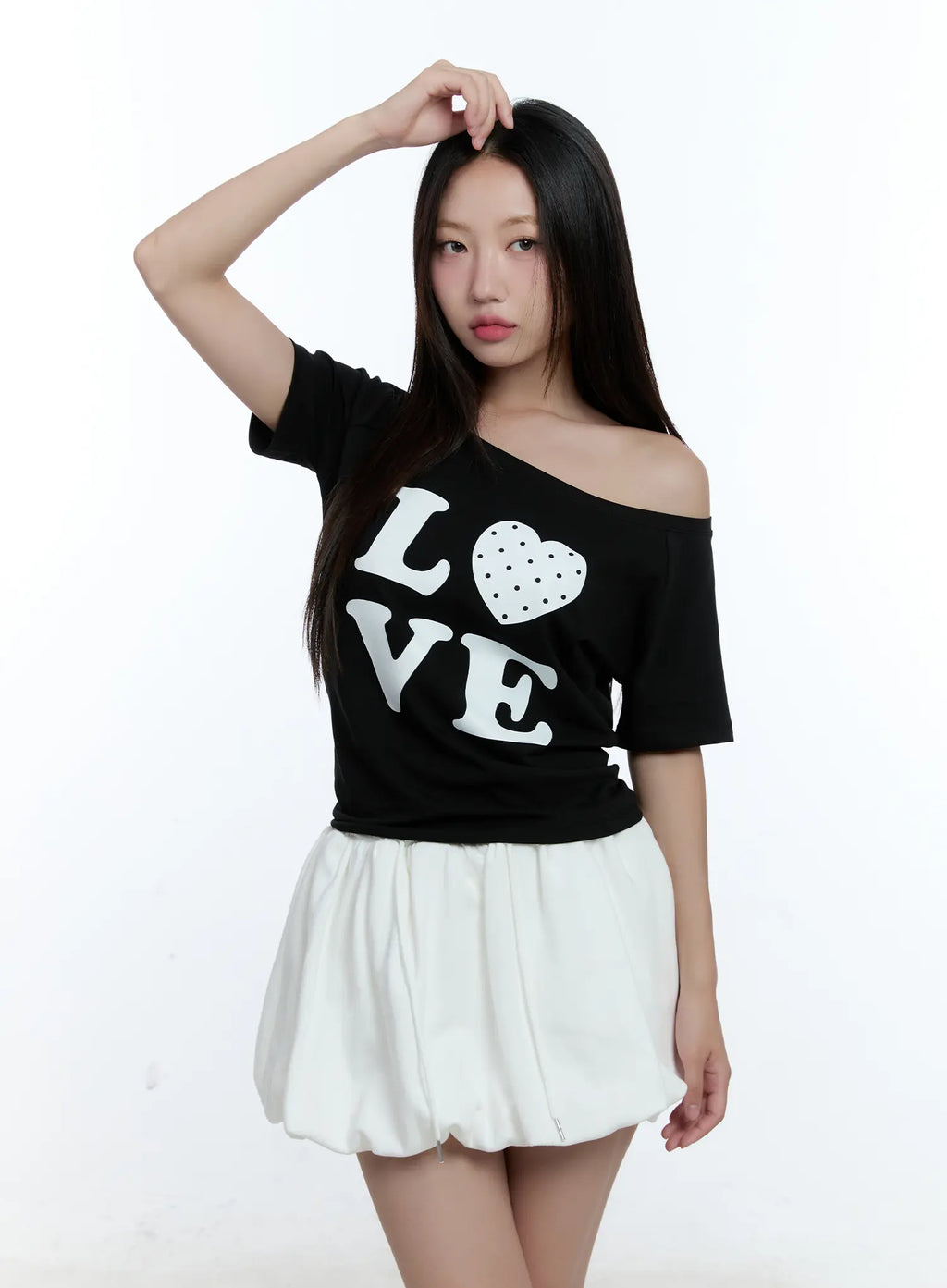 Love One-Shoulder Graphic Tee CU526