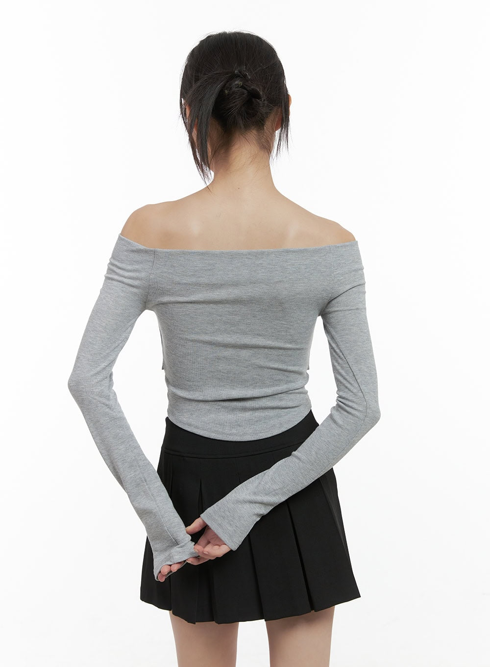 Ribbon-Tie Off Shoulder Crop Top CS412