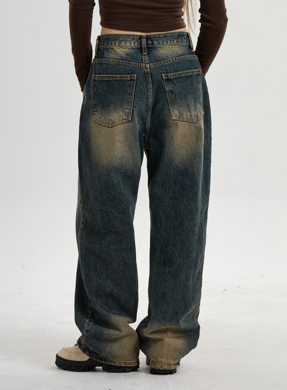 Vintage Washing Wide Leg Denim Pants CN14