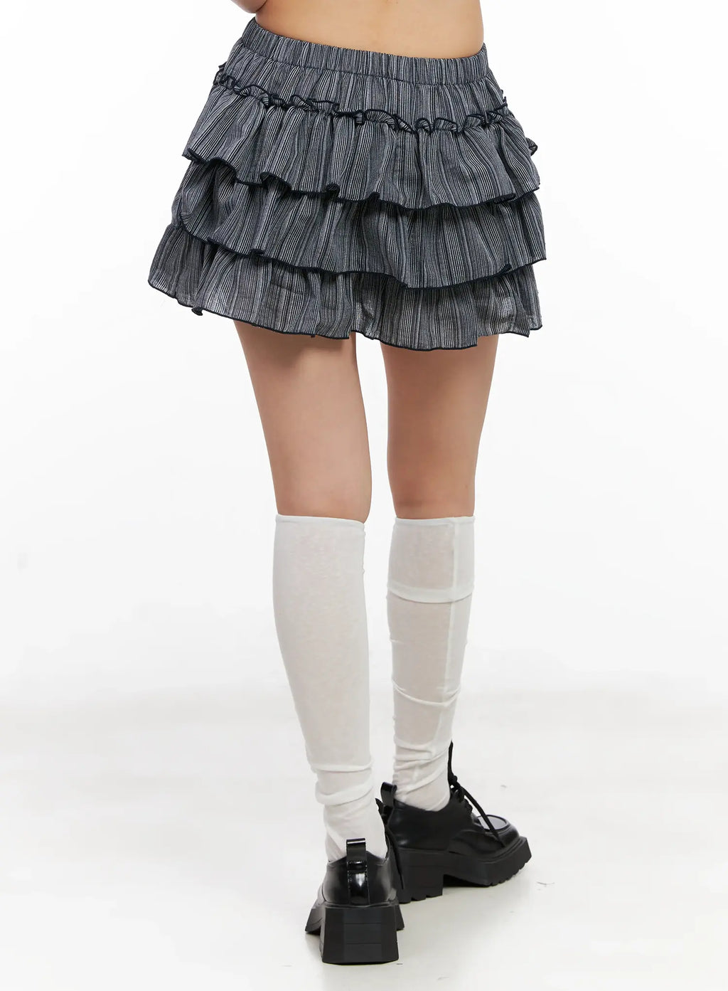 Ruffled Gingham Tiered Mini Skirt CL528