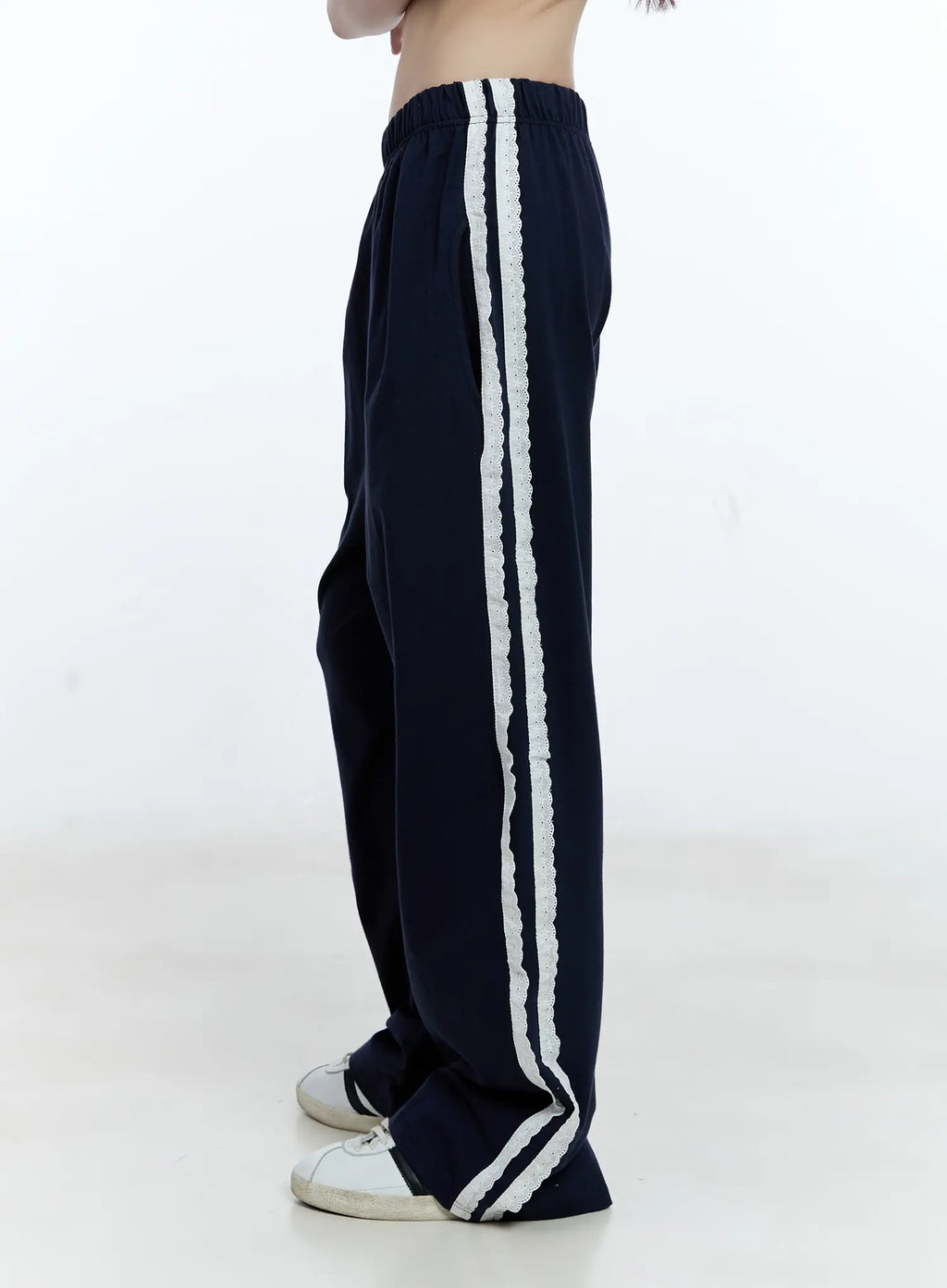 Lace-Trim Wide-Leg Sweatpants CG511