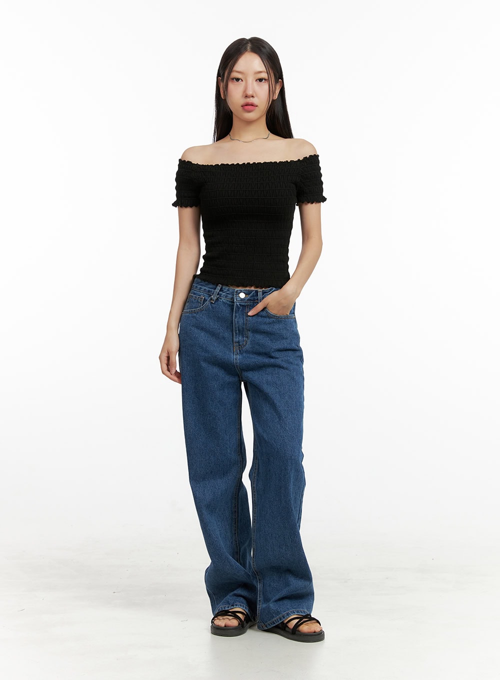 Blue Wide-Leg Jeans OU407