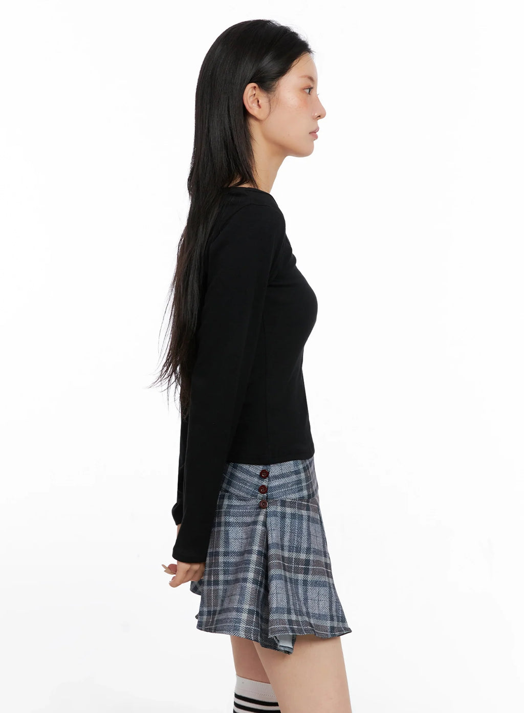 Wide Neck Fitted Long Sleeve Top IS508
