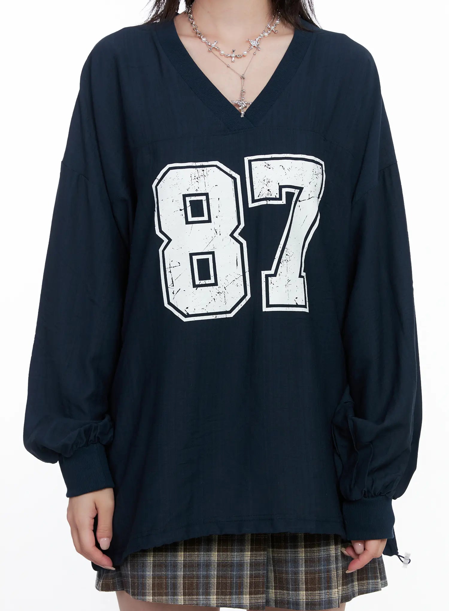 87 Oversized V-Neck Pullover Top CS526