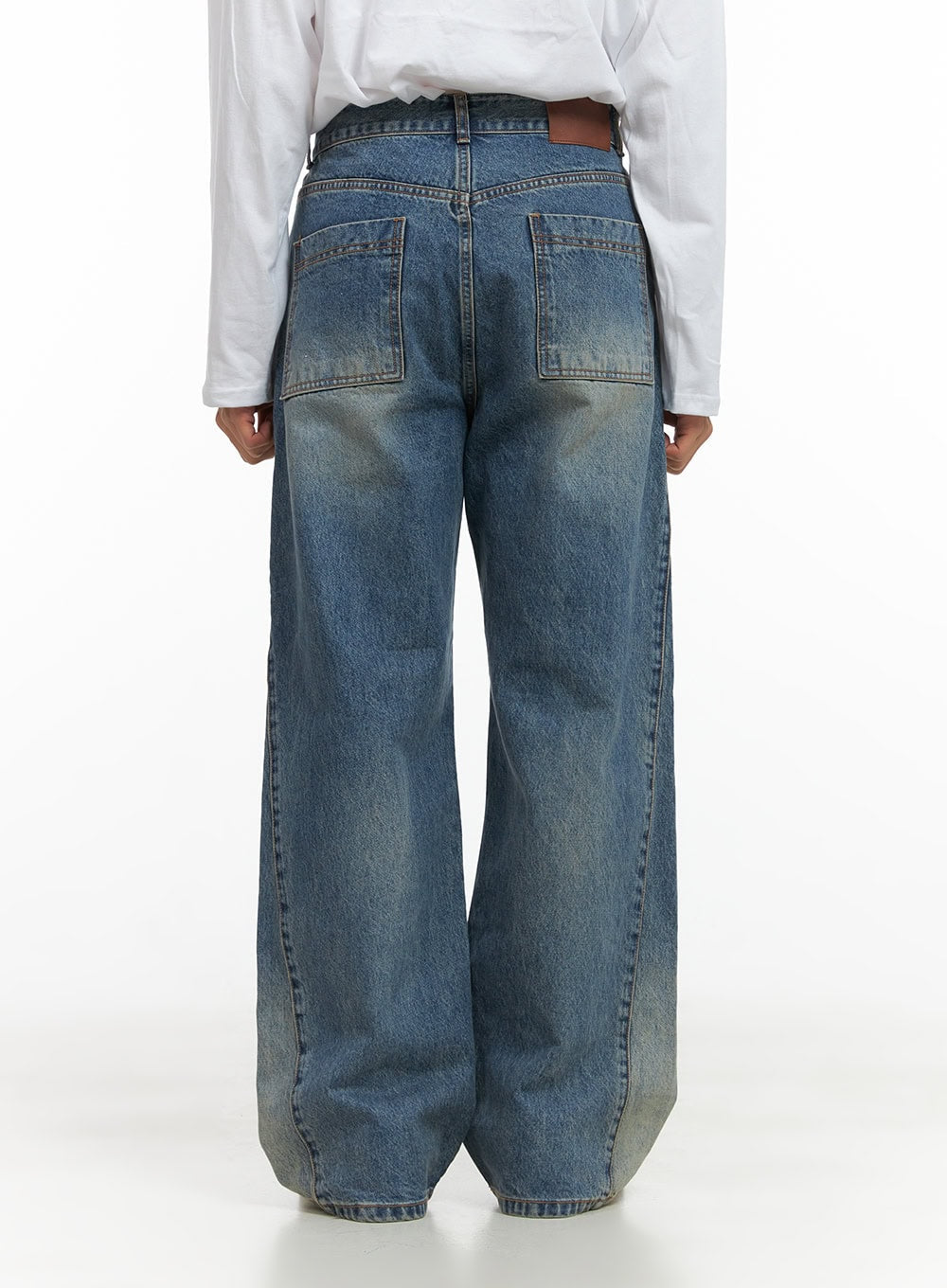 Men's Subtle Stitch Wide Leg Jeans CO408