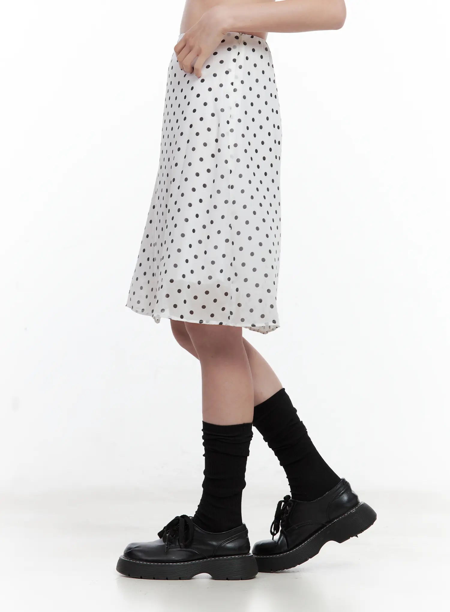 Polka Dot Double-Layered Midi Skirt CL502