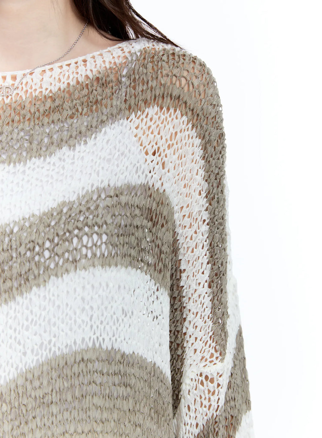 Sheer Striped Loose-Fit Sweater CU513