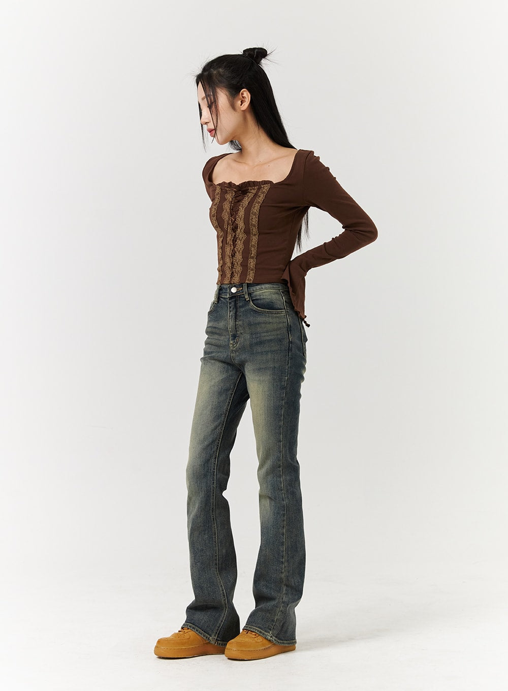 Denim Mid-Waist Flared Jeans CD322