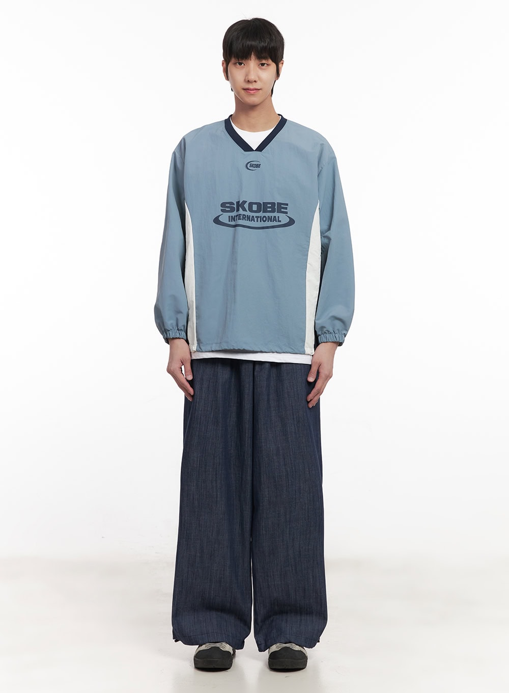 Men's Denim Wide-Leg Sweatpants (Blue) IM518