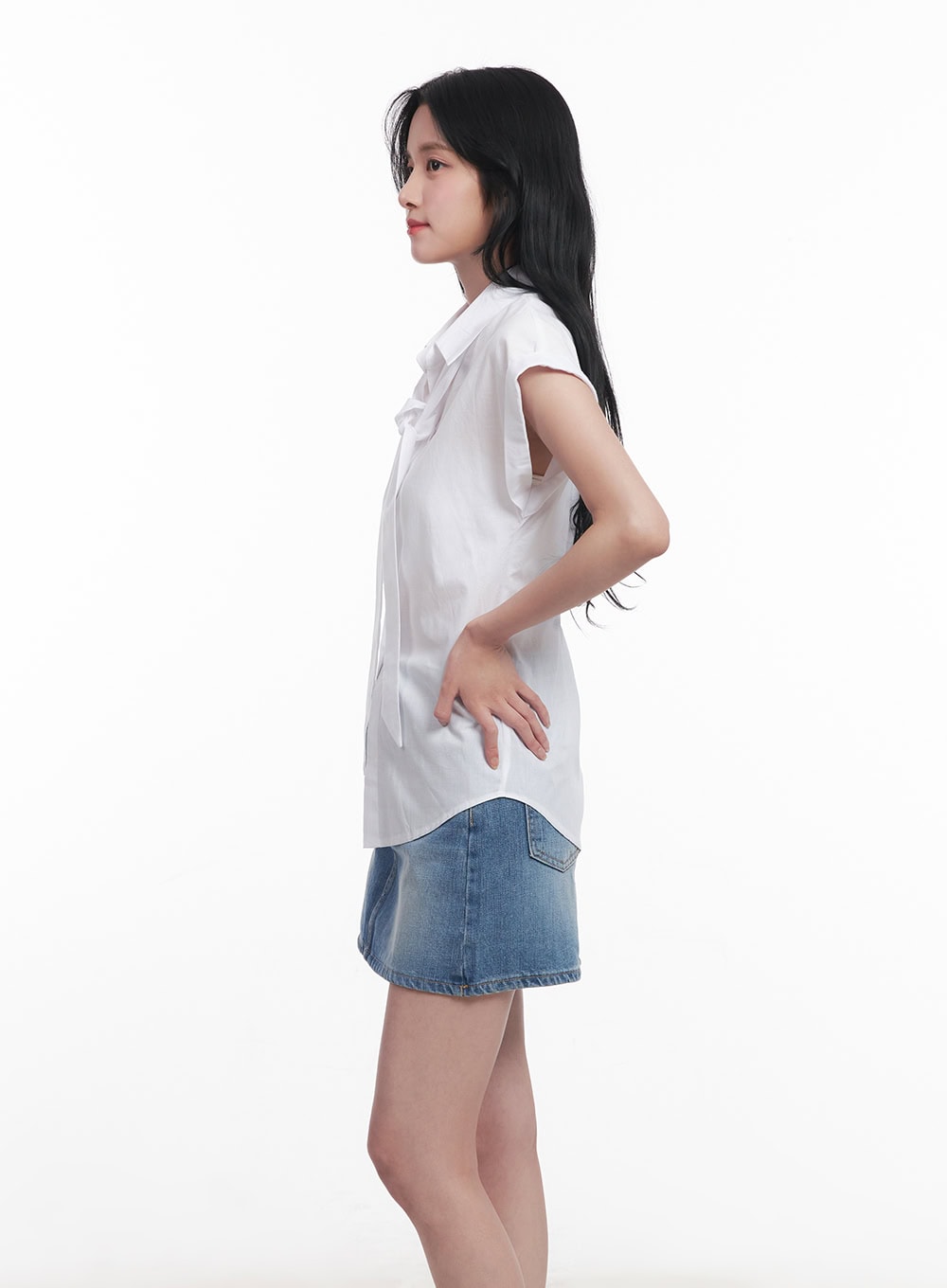 Collared Blouse Top Neck-Tie Set CY523