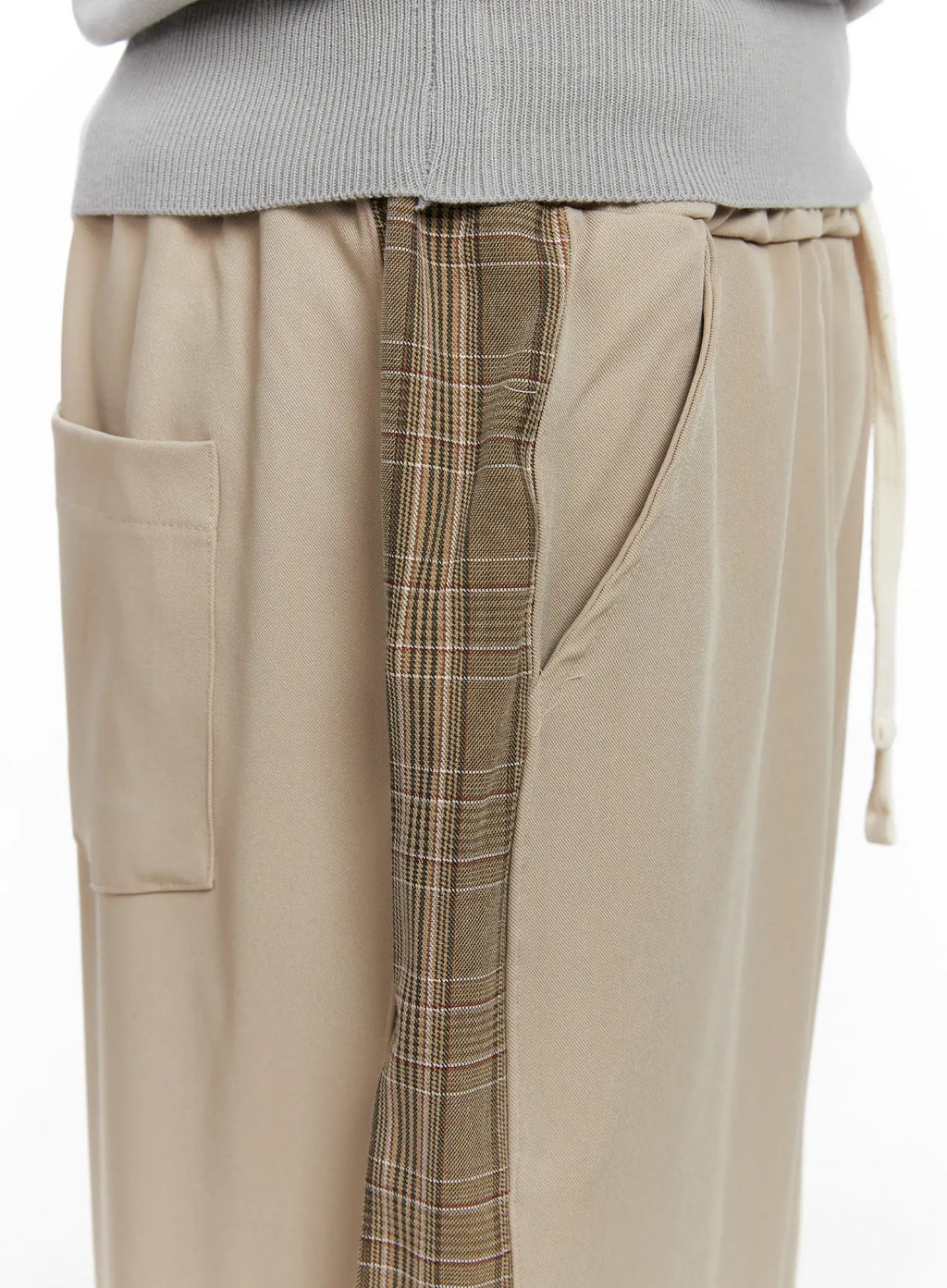 Men's Side Plaid Drawstring Pants IG529