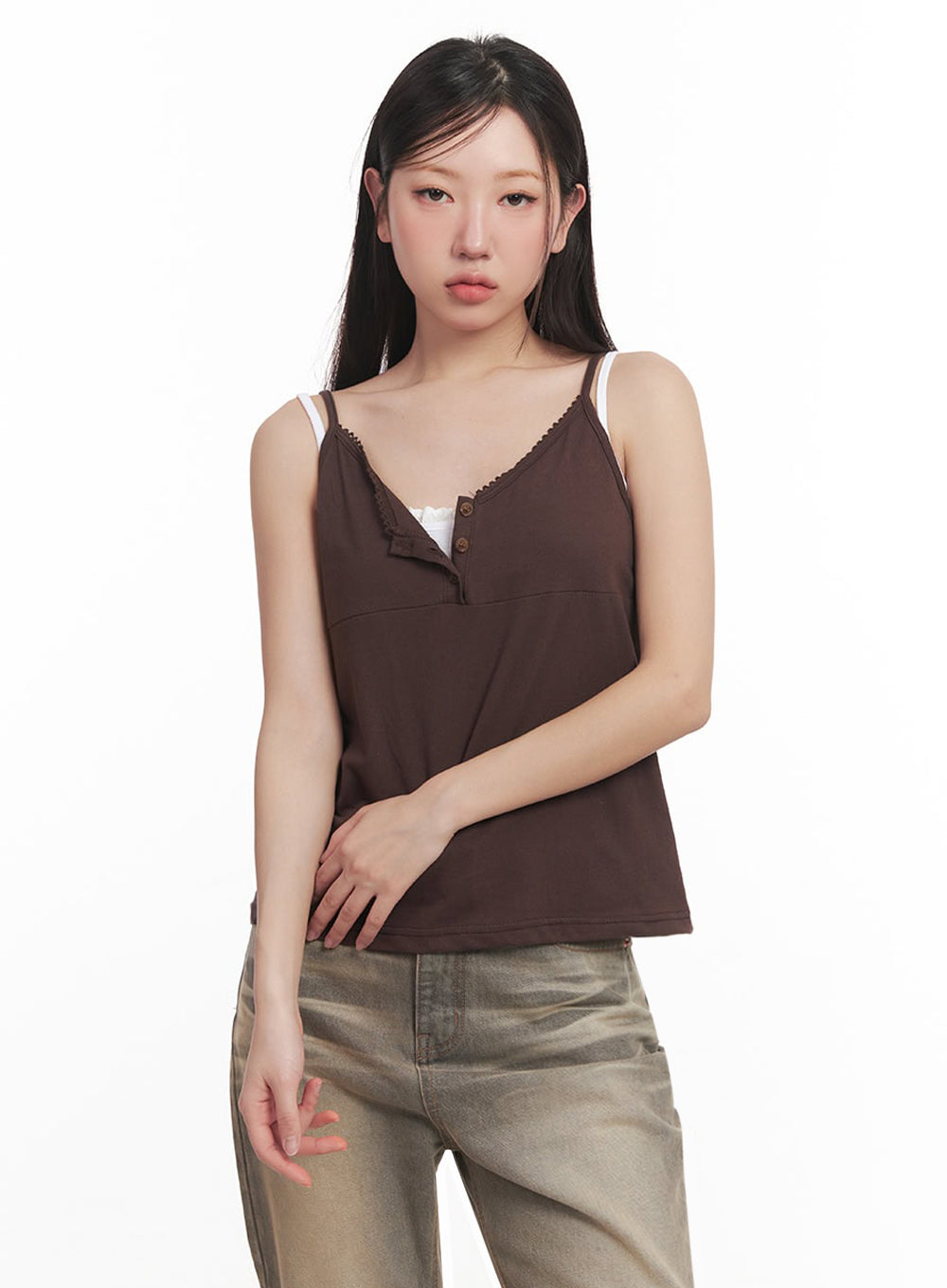 Lace Buttoned Cami Top IM528