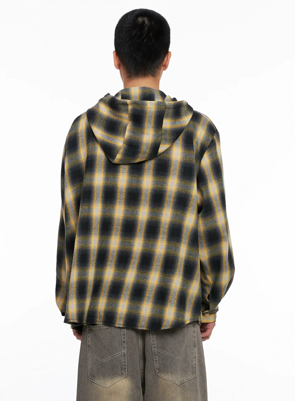 Men's Plaid Flannel Hooded Shirt IG529