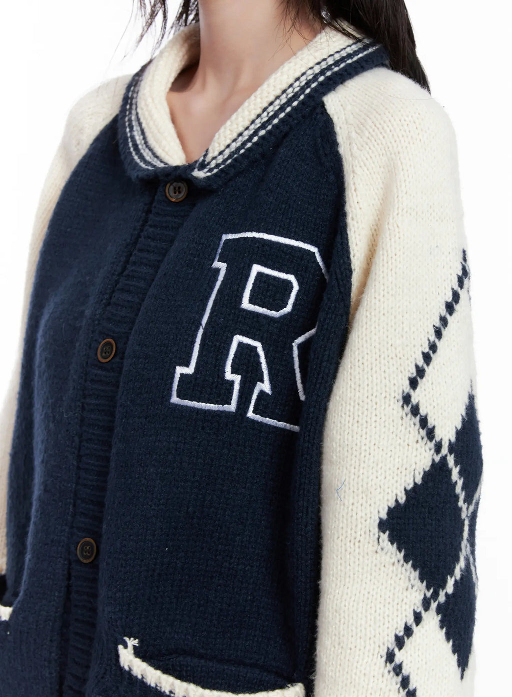 Varsity Knit Buttoned Cardigan CS529