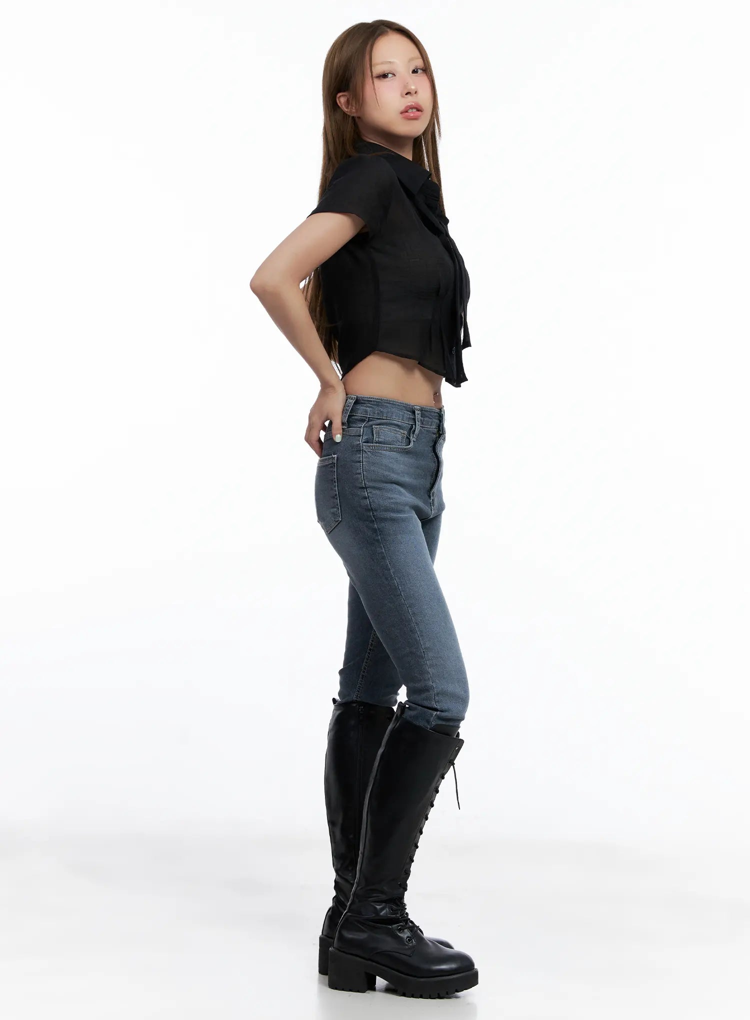 Chic Tie Crop Blouse CL510