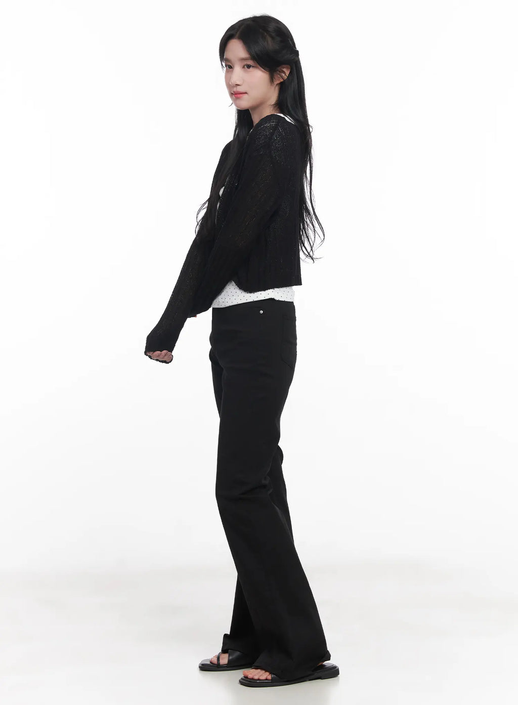 Sheer Ribbed Cardigan CU525