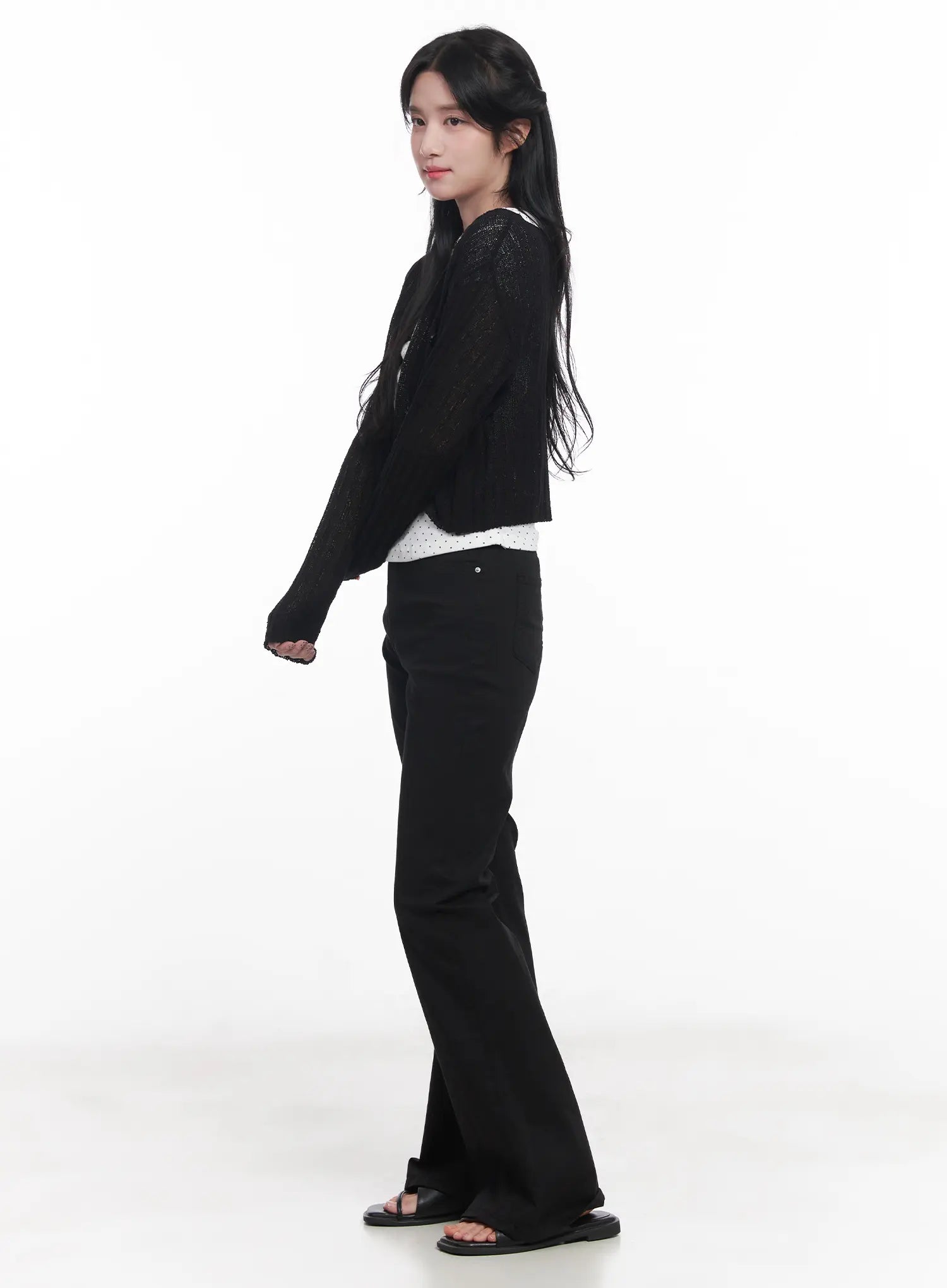 Sheer Ribbed Cardigan CU525