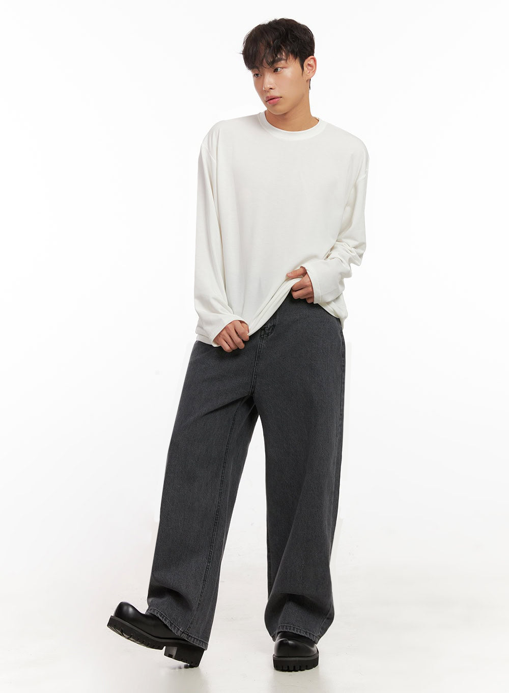 Men's Essential Long-Sleeve Oversized Tee ID427