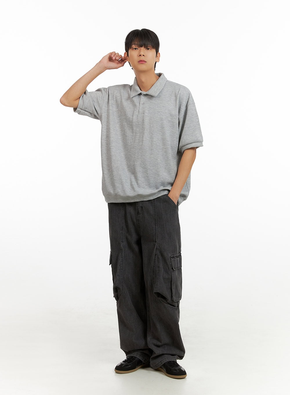 Men's Cotton Polo Top (Gray) IU418