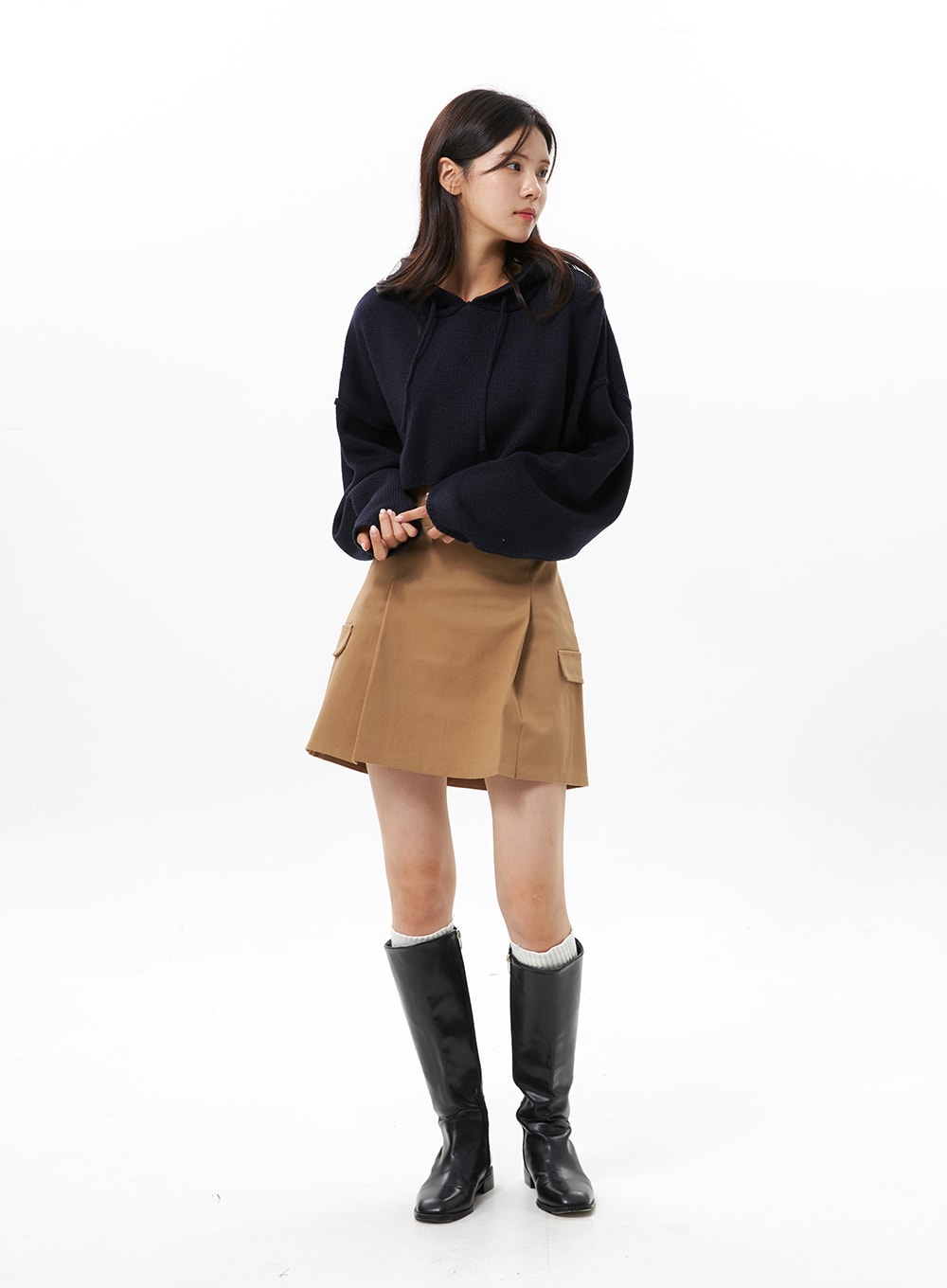 Pleated Cargo Mini Skirt OS315
