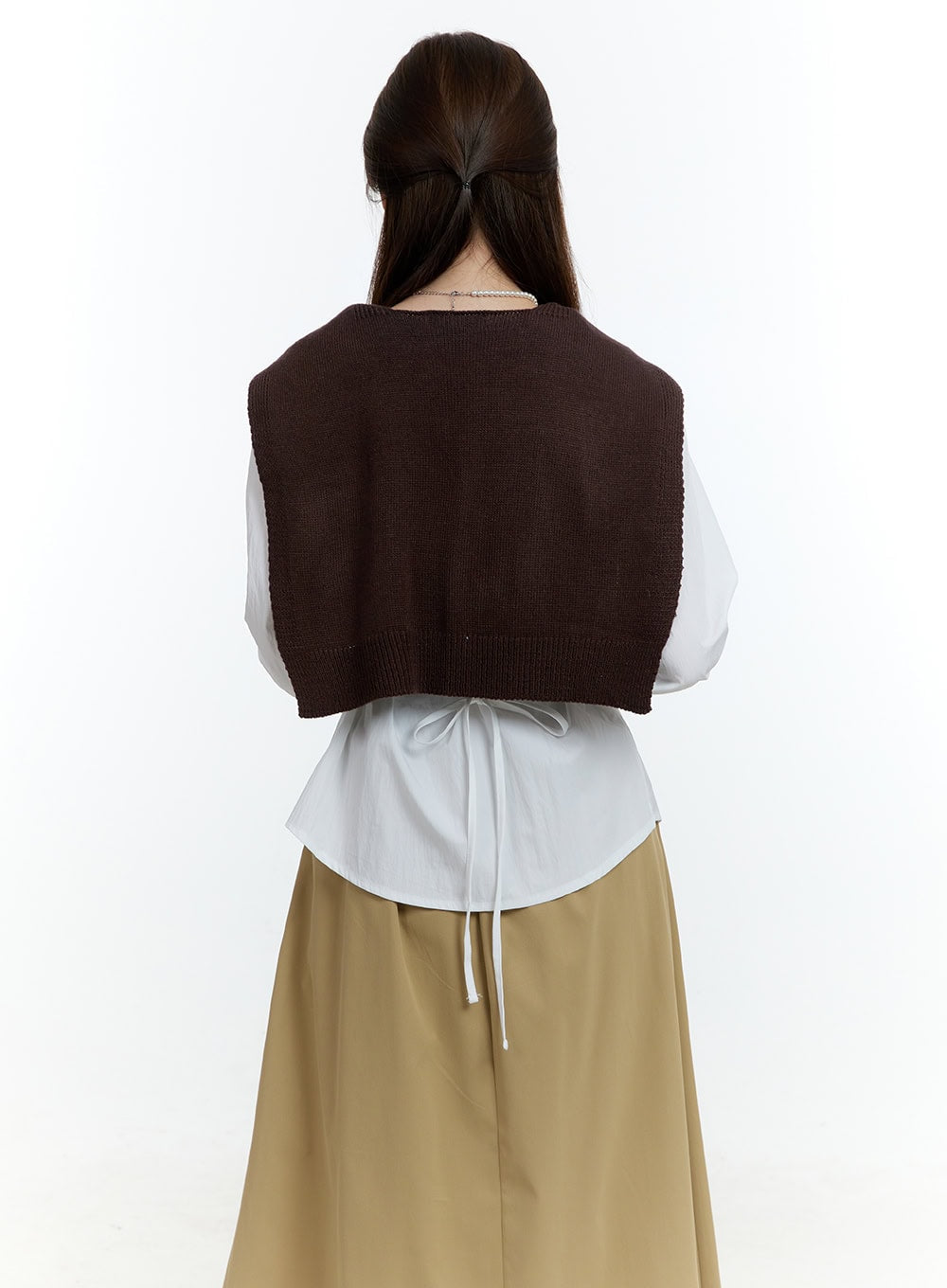 Knitted Front-Tie Shawl CF503