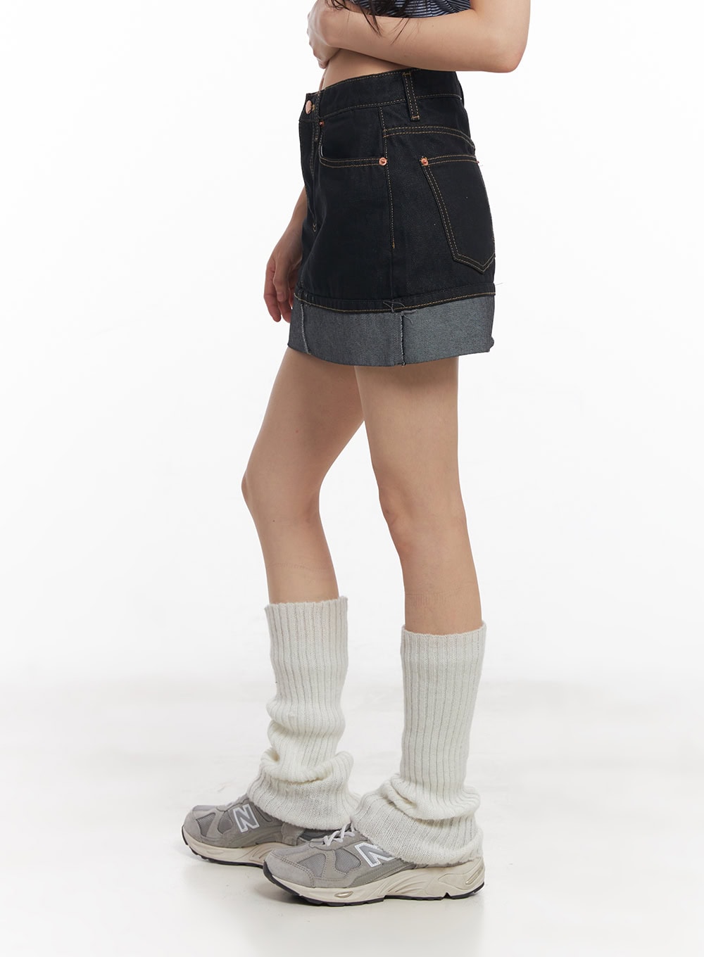 Denim Roll-Up Mini Skirt CY514